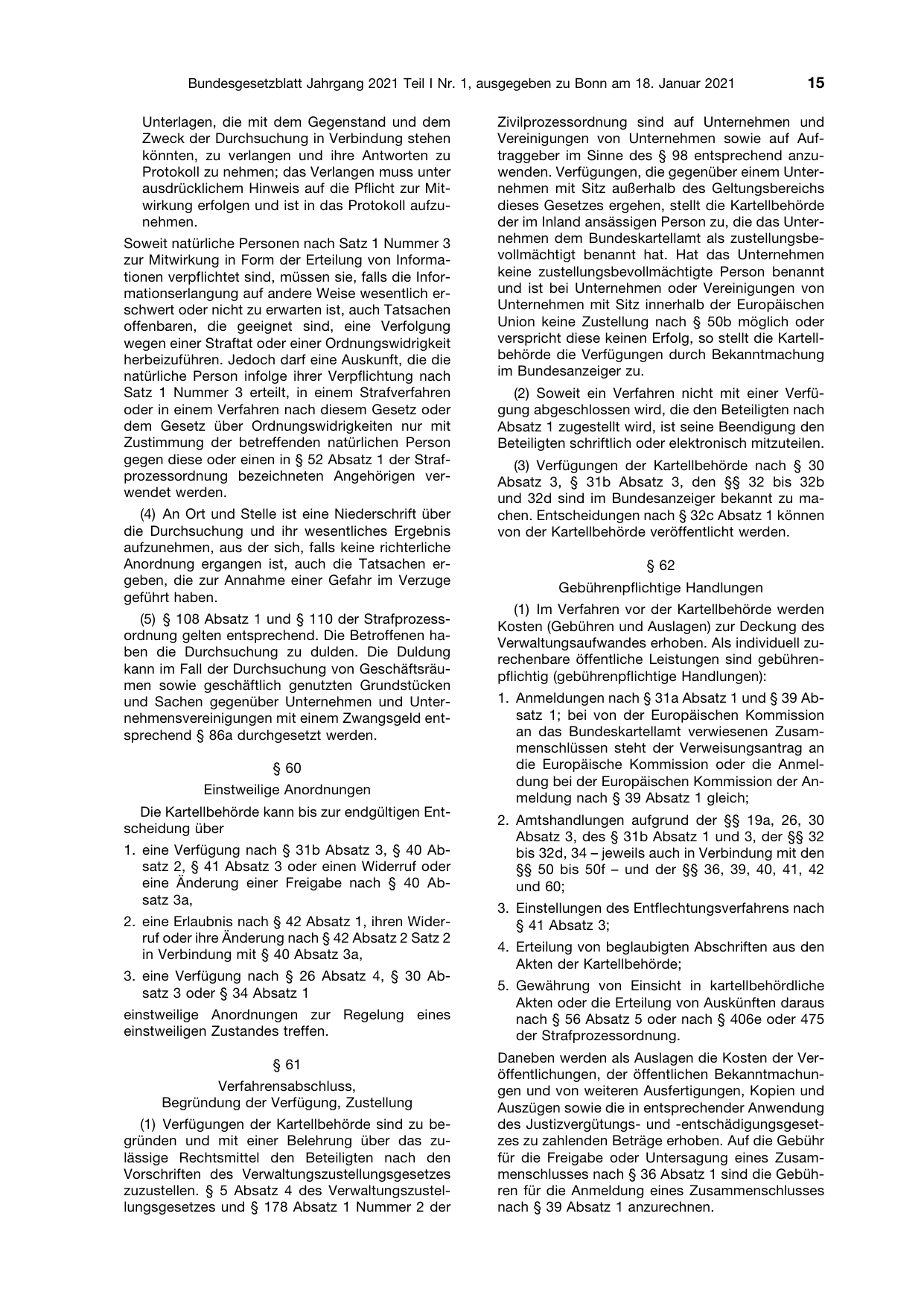 BGBl. 2021, Seite 15 — Originalseite als Abbildung