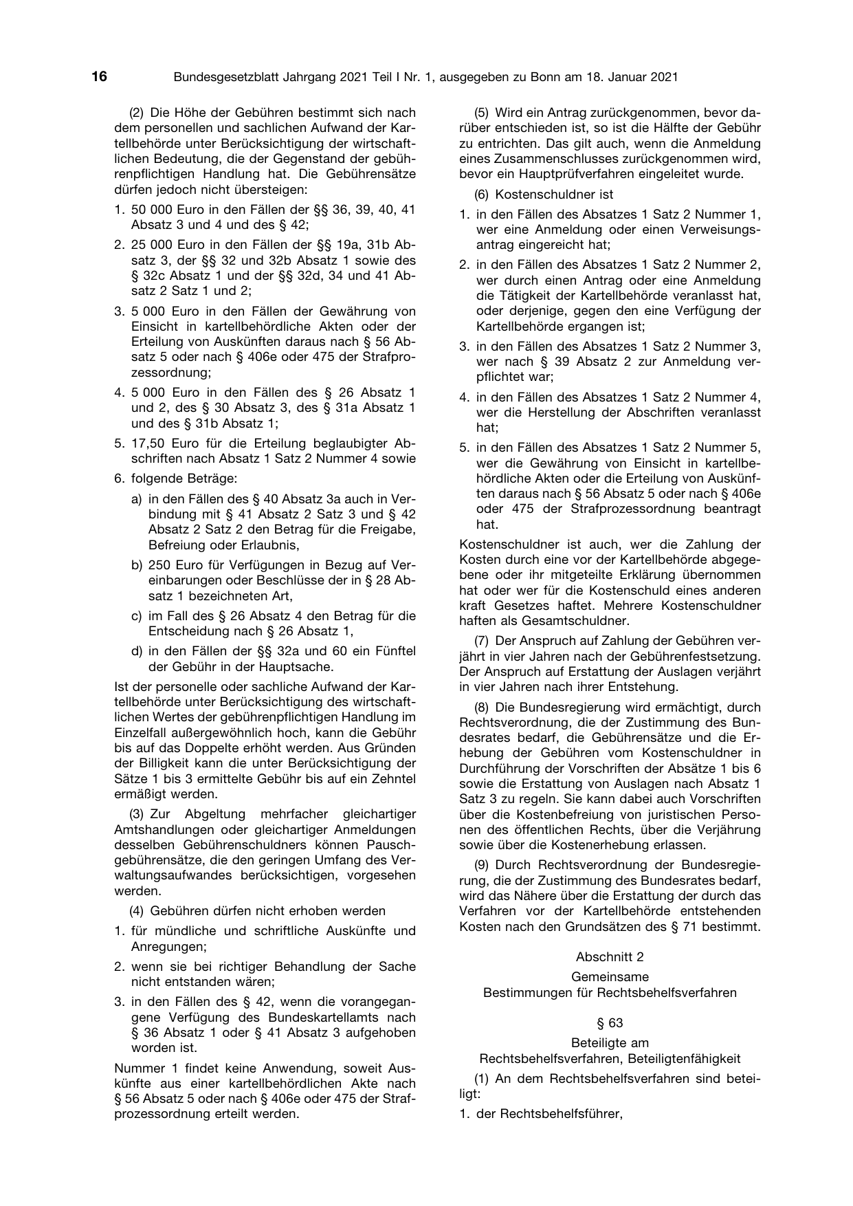 BGBl. 2021, Seite 16 — Originalseite als Abbildung