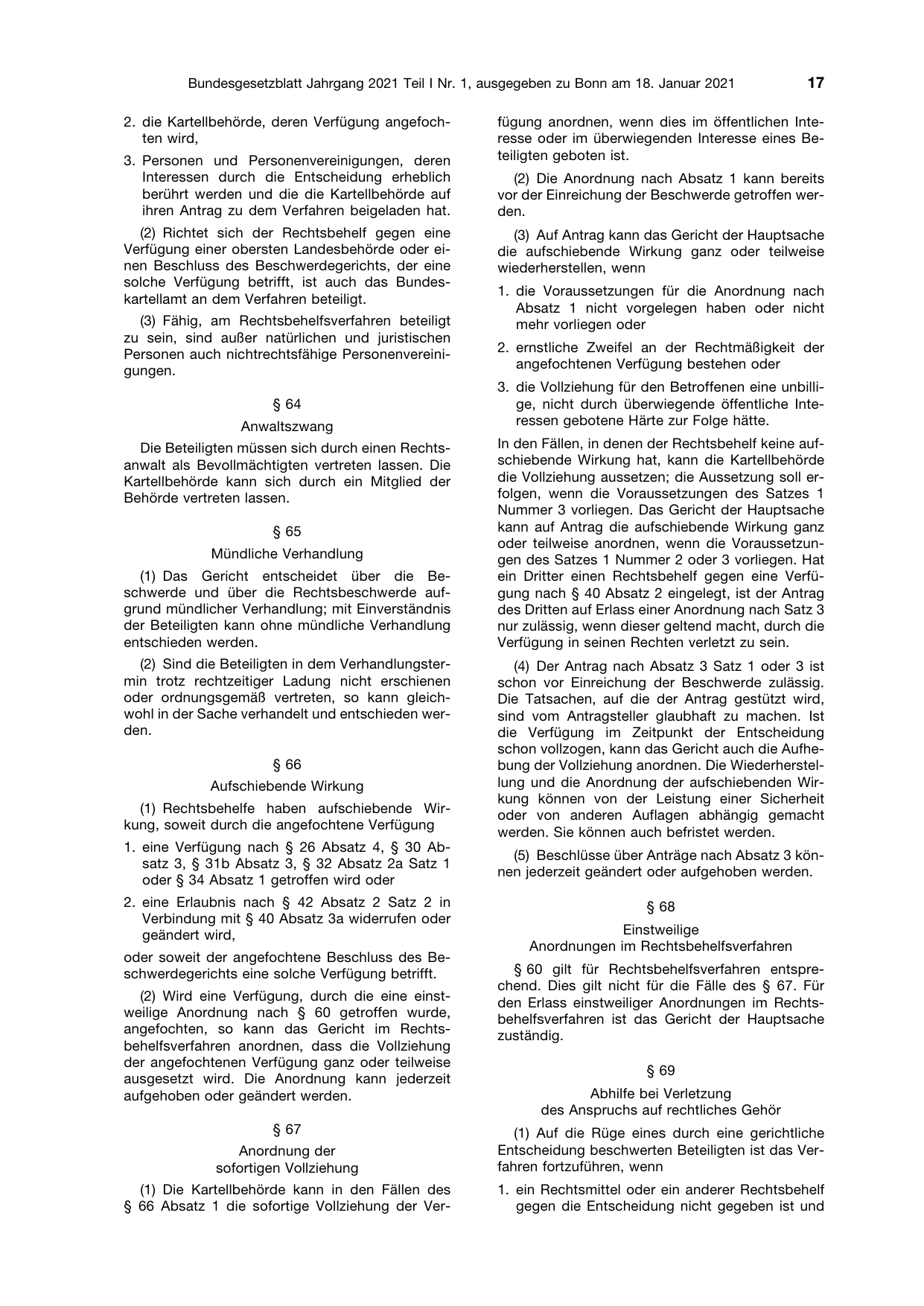 BGBl. 2021, Seite 17 — Originalseite als Abbildung