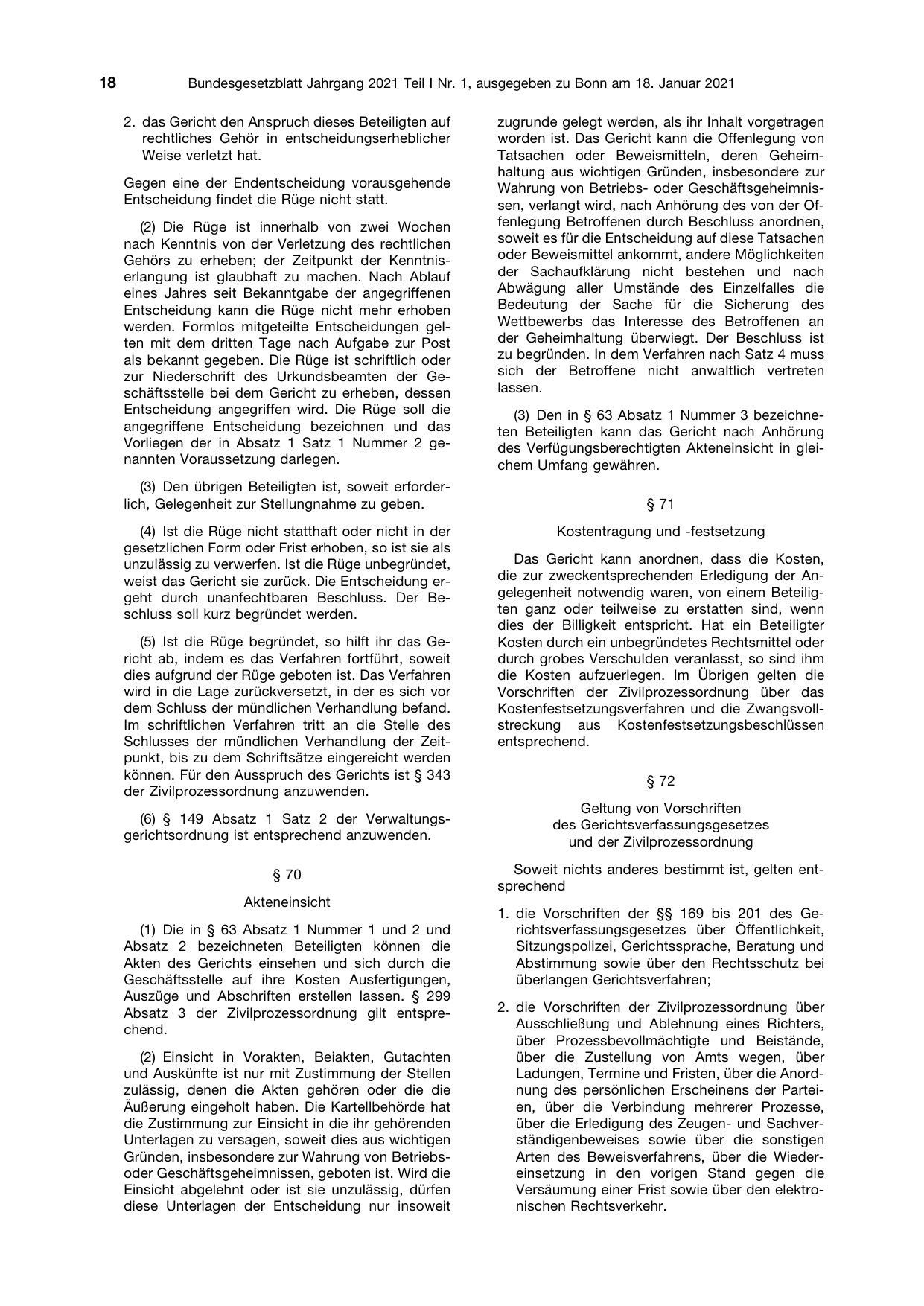 BGBl. 2021, Seite 18 — Originalseite als Abbildung