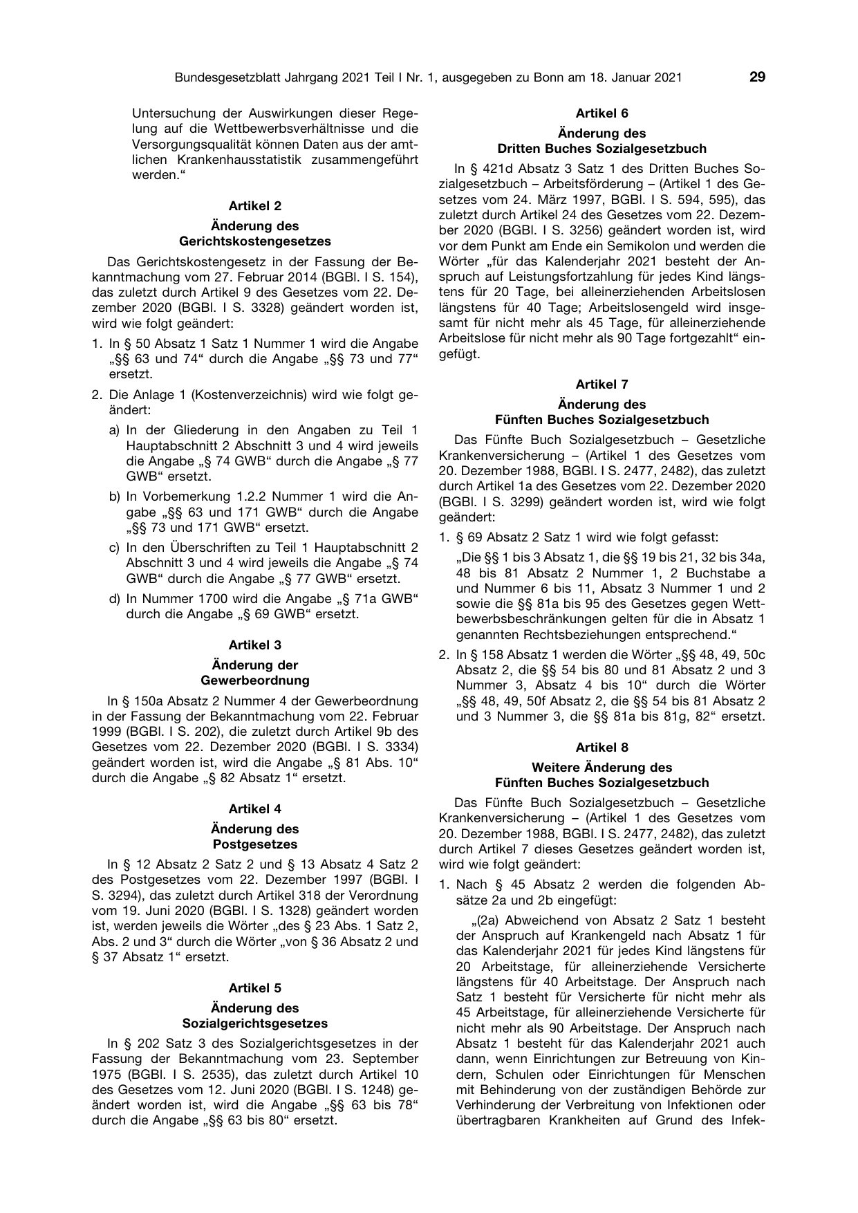 BGBl. 2021, Seite 29 — Originalseite als Abbildung