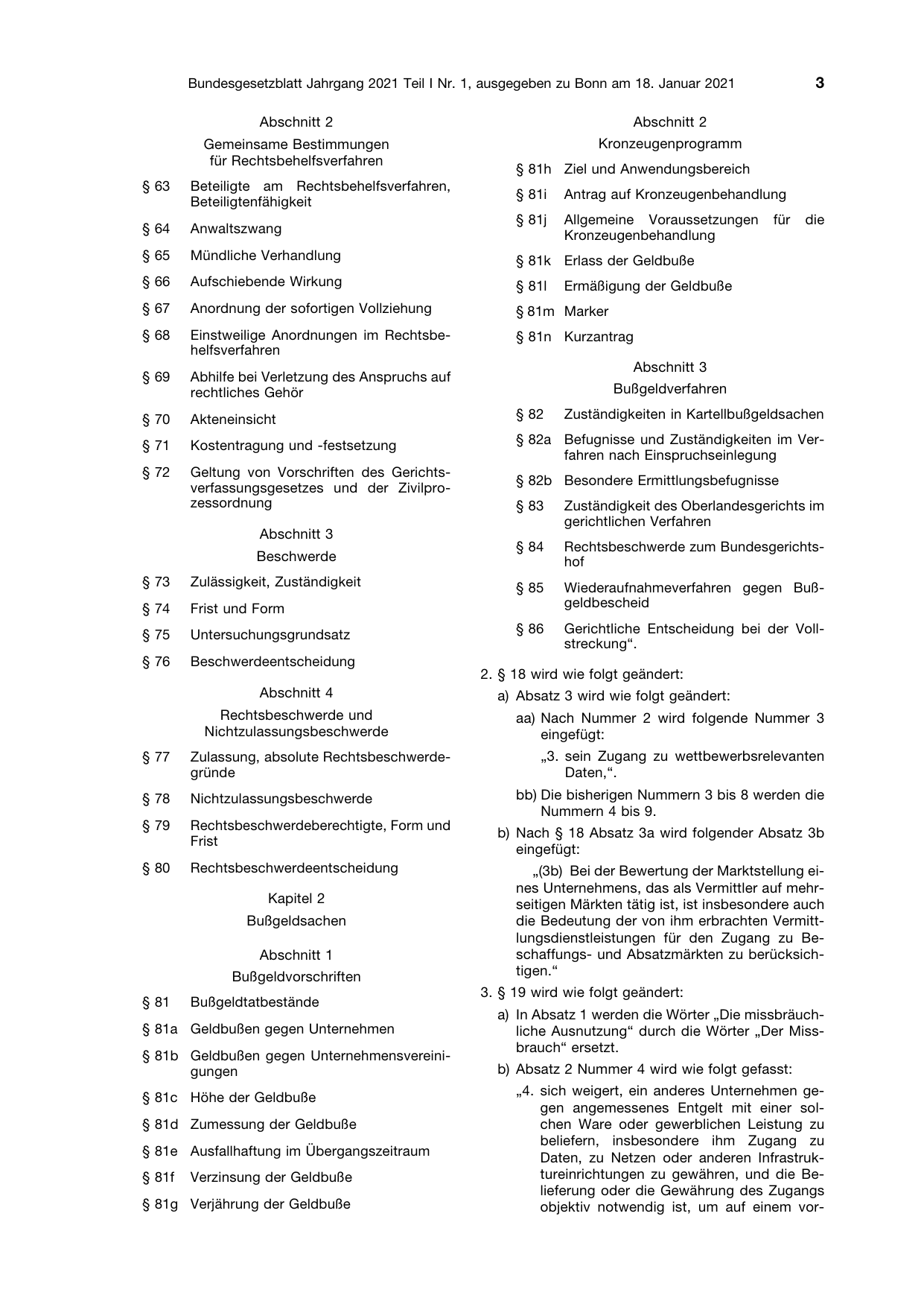 BGBl. 2021, Seite 3 — Originalseite als Abbildung