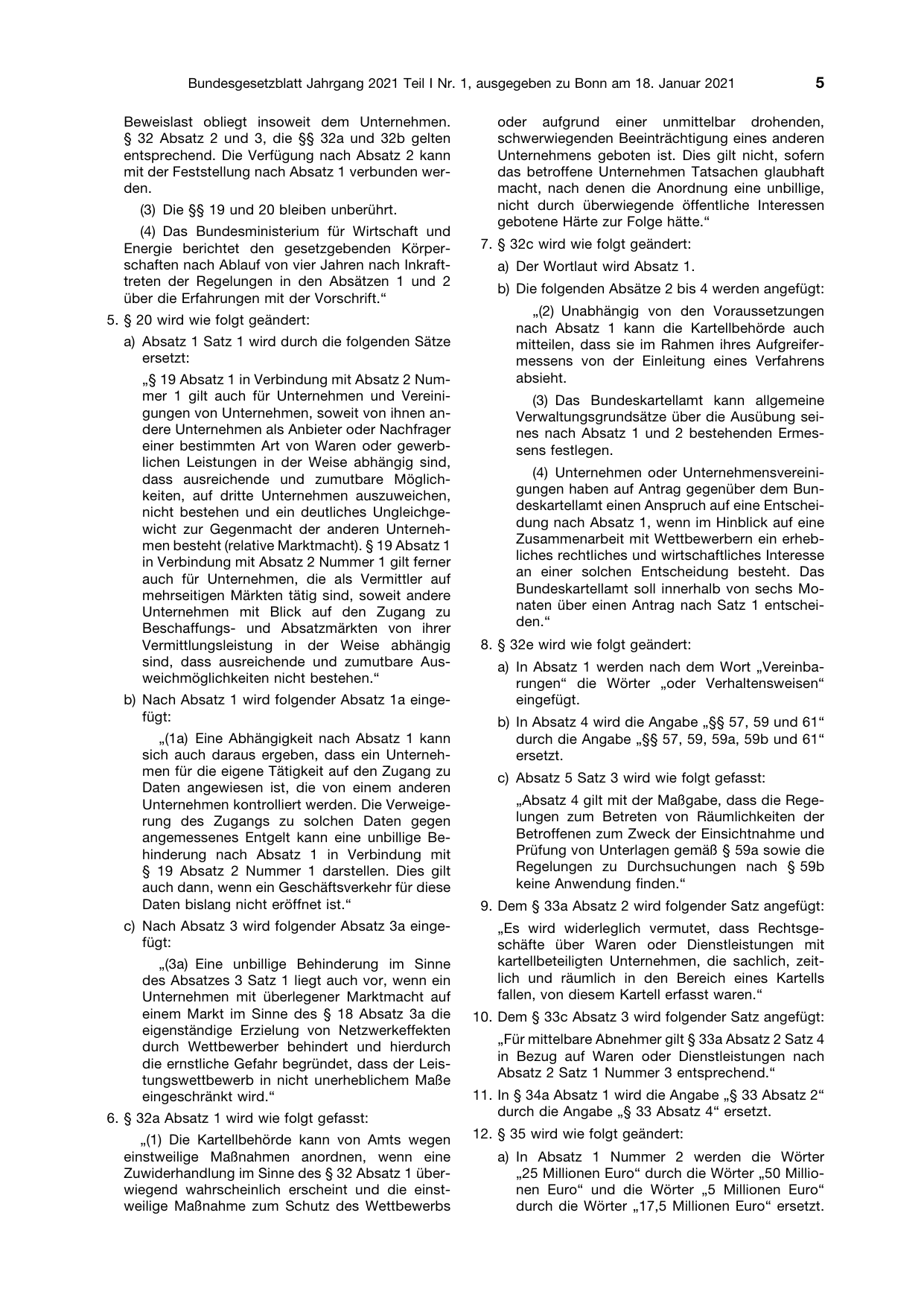 BGBl. 2021, Seite 5 — Originalseite als Abbildung