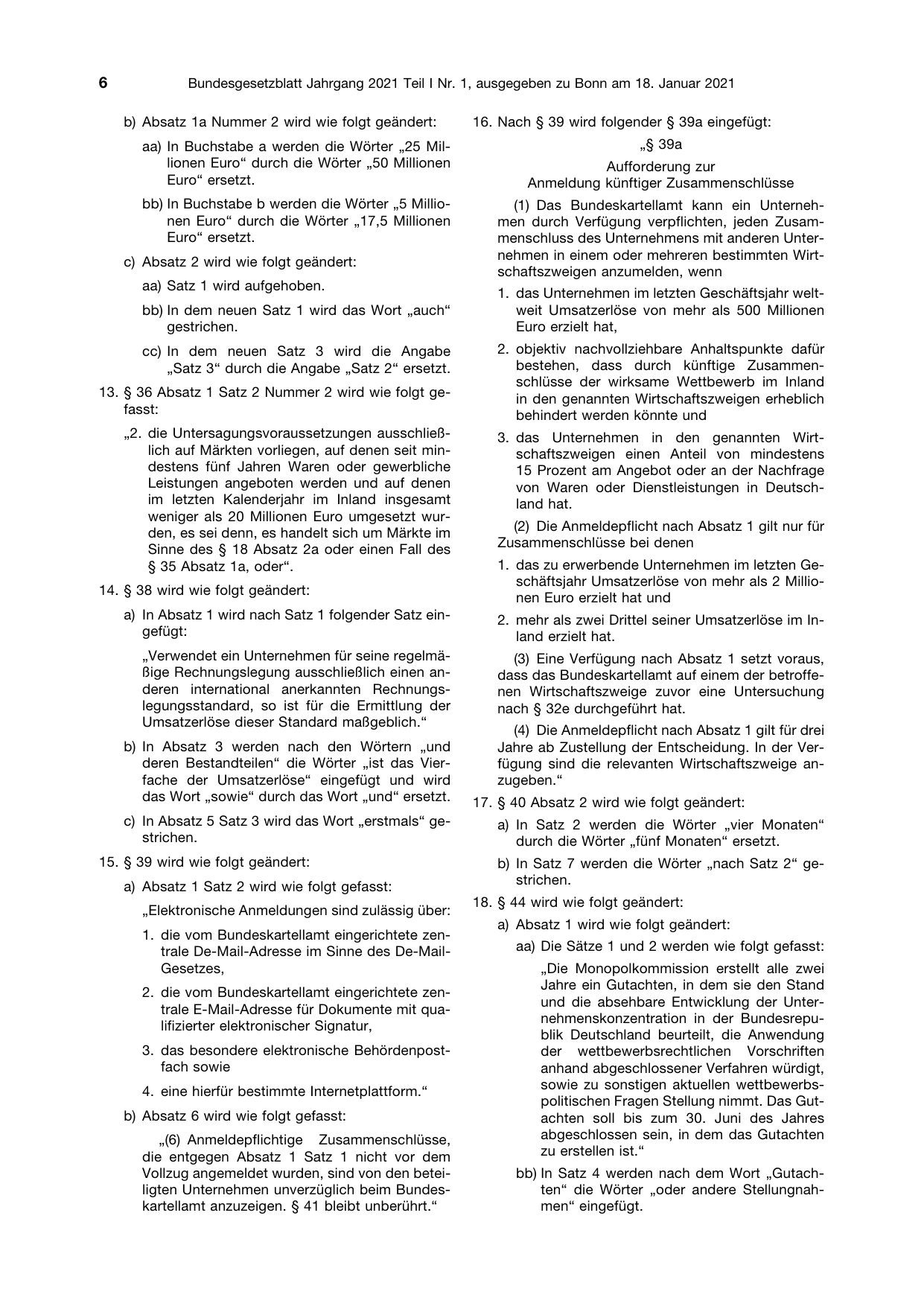 BGBl. 2021, Seite 6 — Originalseite als Abbildung