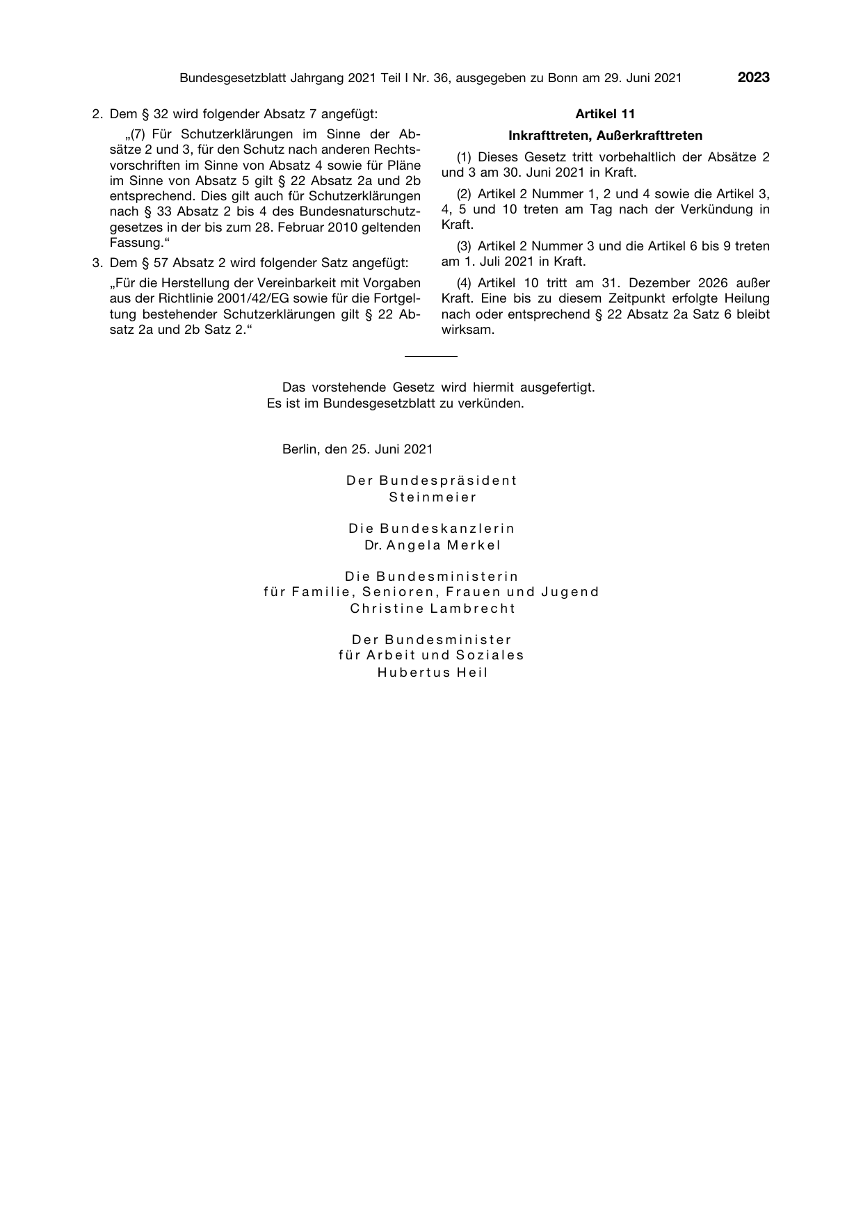 BGBl. 2021, Seite 2023 — Originalseite als Abbildung