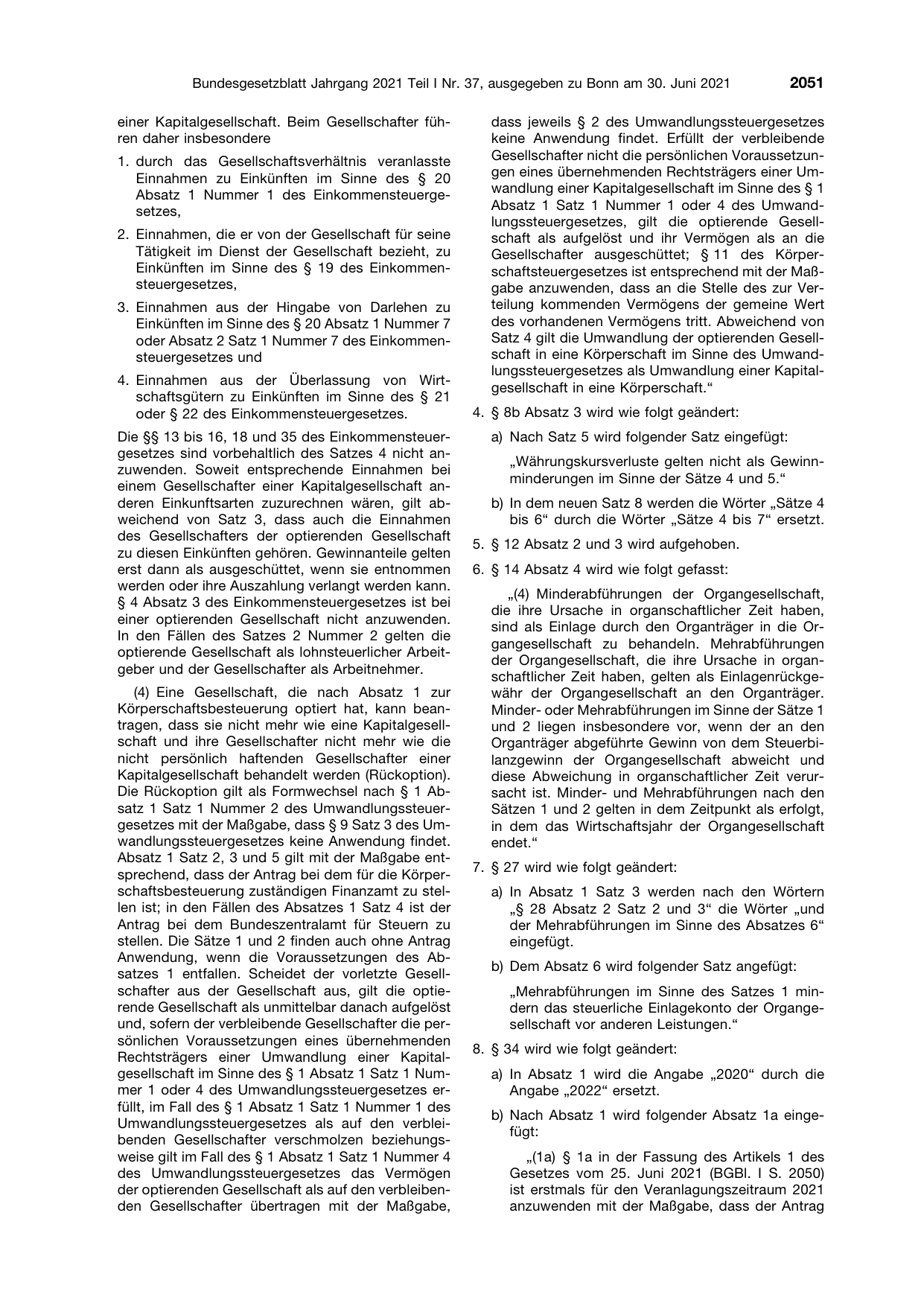 BGBl. 2021, Seite 2051 — Originalseite als Abbildung