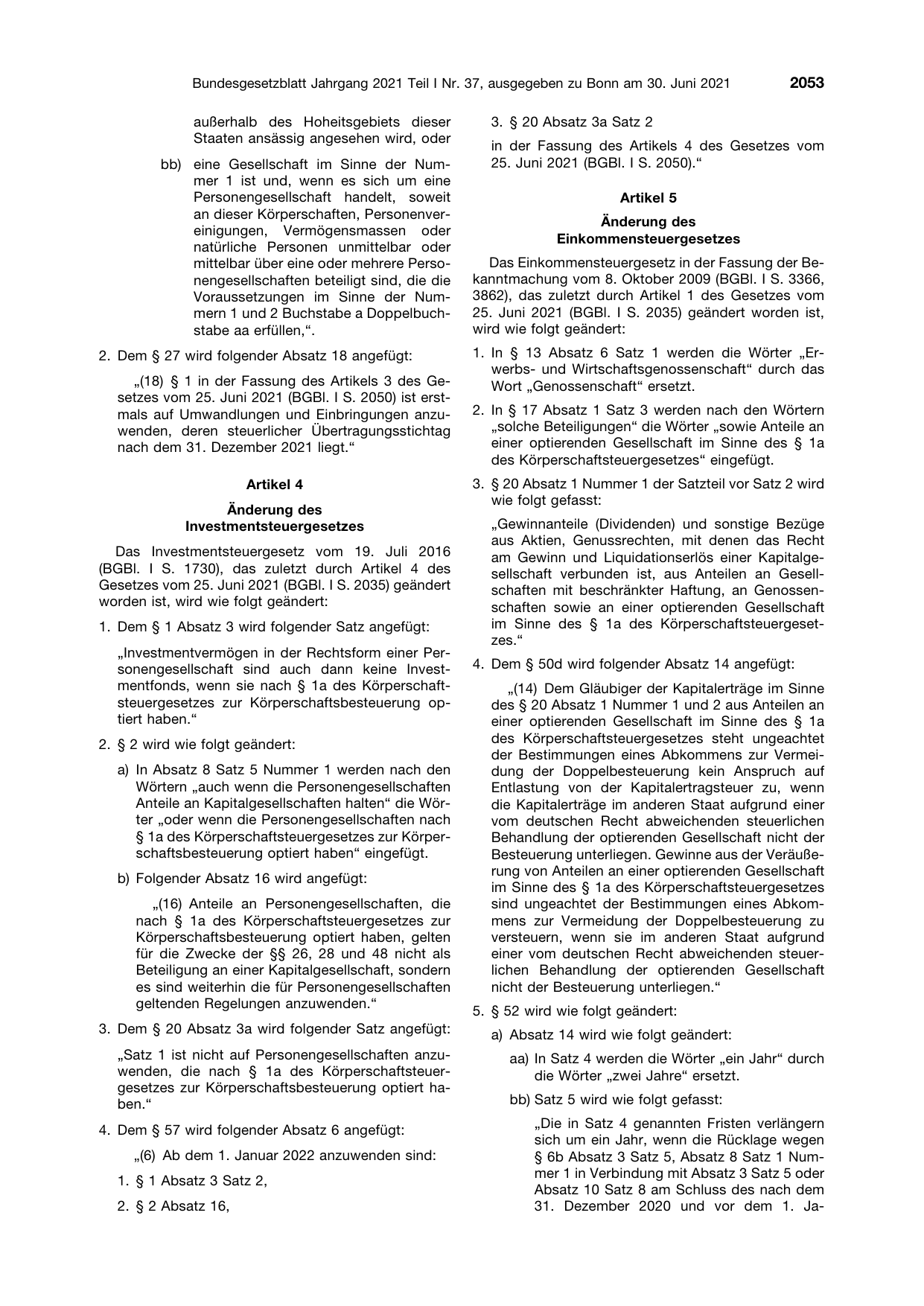 BGBl. 2021, Seite 2053 — Originalseite als Abbildung