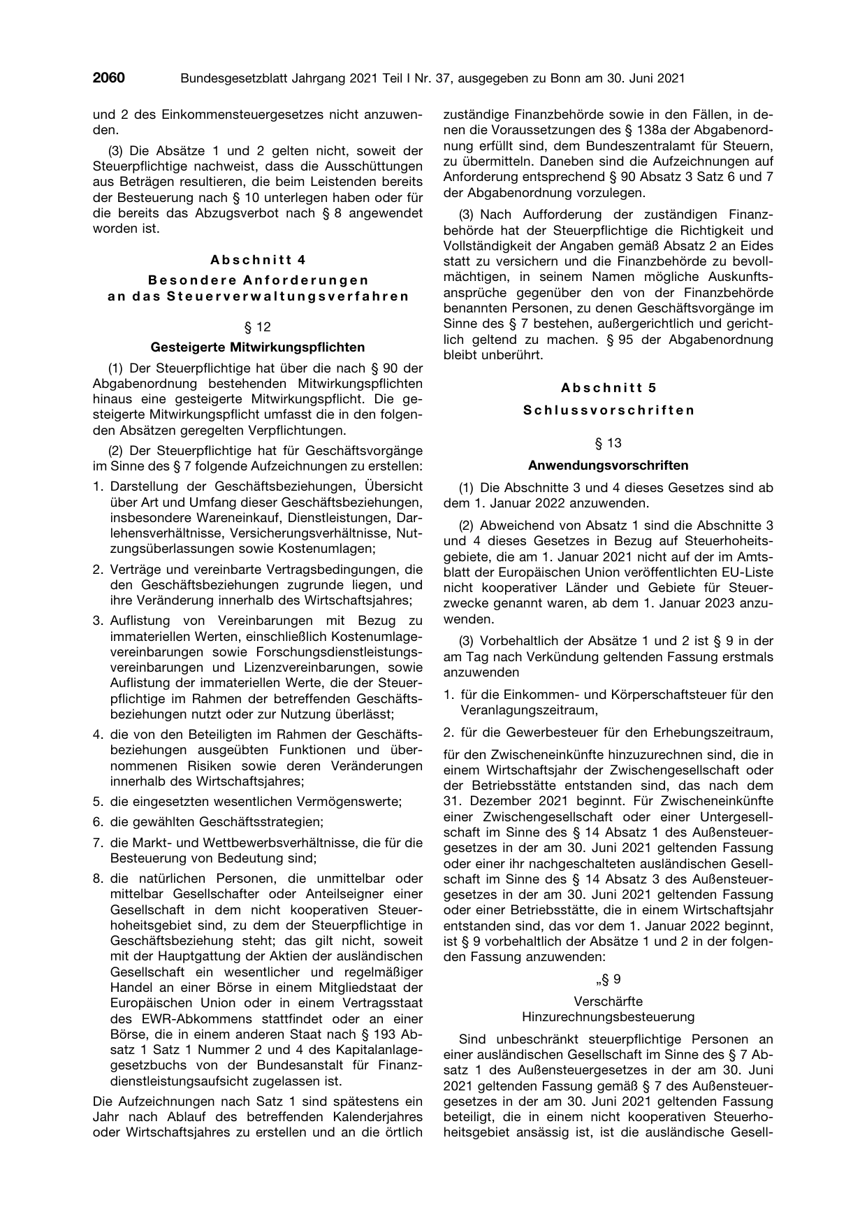 BGBl. 2021, Seite 2060 — Originalseite als Abbildung