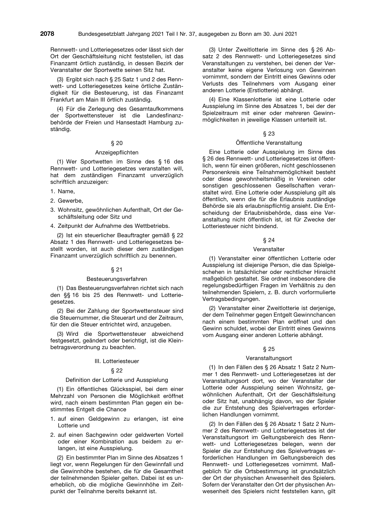 BGBl. 2021, Seite 2078 — Originalseite als Abbildung