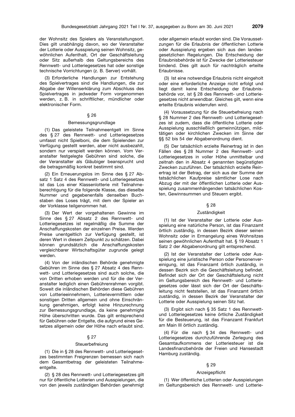 BGBl. 2021, Seite 2079 — Originalseite als Abbildung