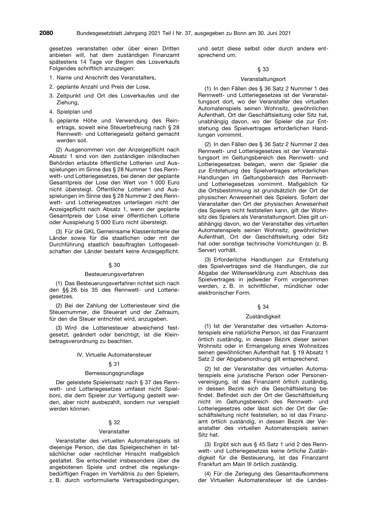 BGBl. 2021, Seite 2080 — Originalseite als Abbildung