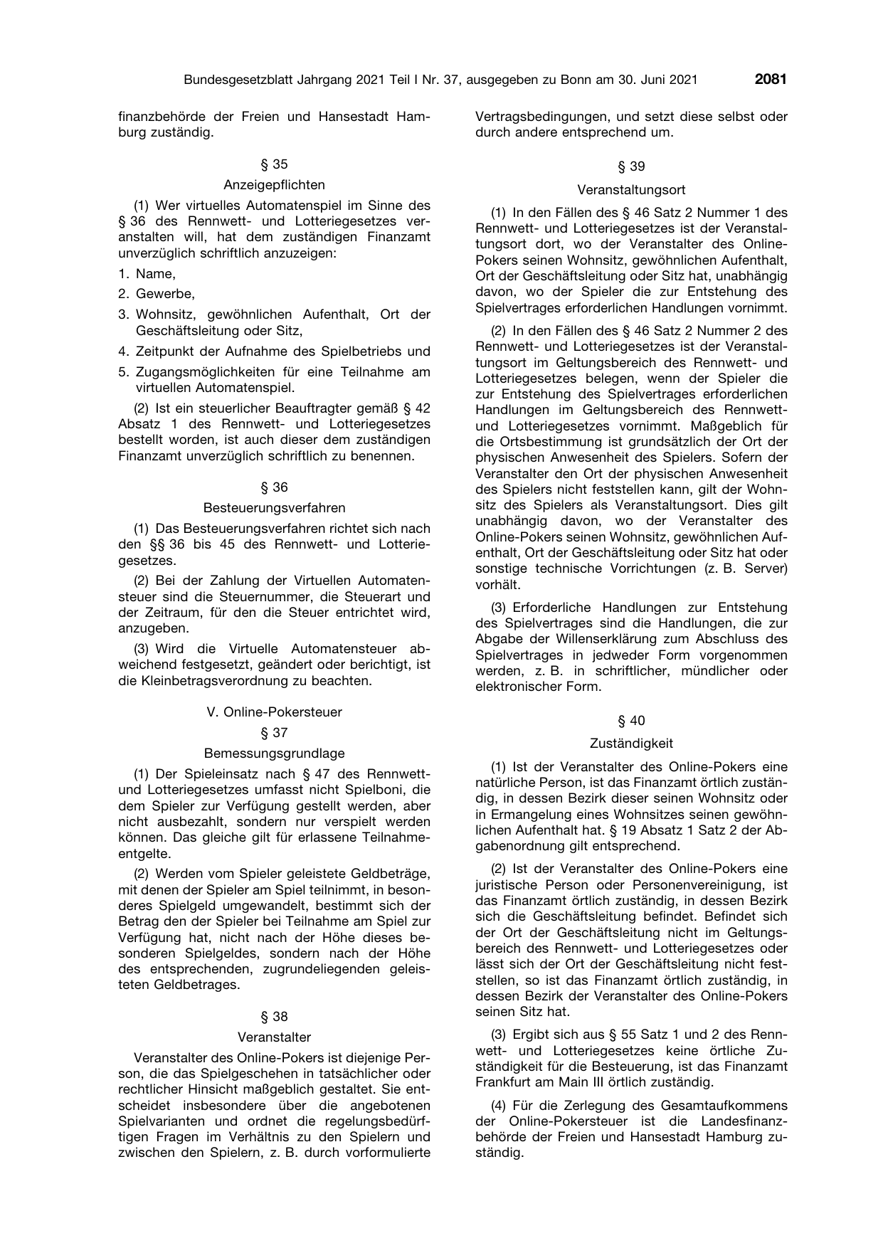 BGBl. 2021, Seite 2081 — Originalseite als Abbildung