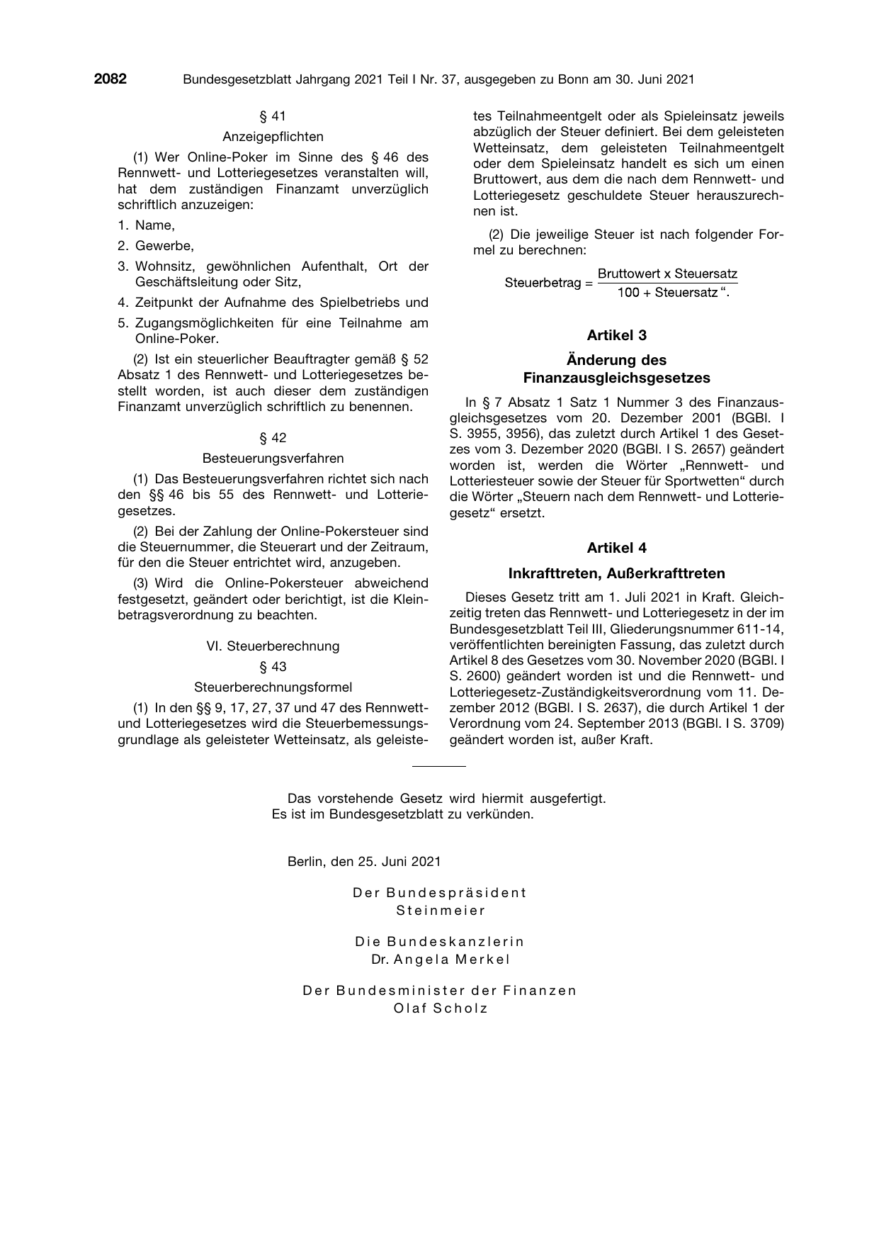 BGBl. 2021, Seite 2082 — Originalseite als Abbildung