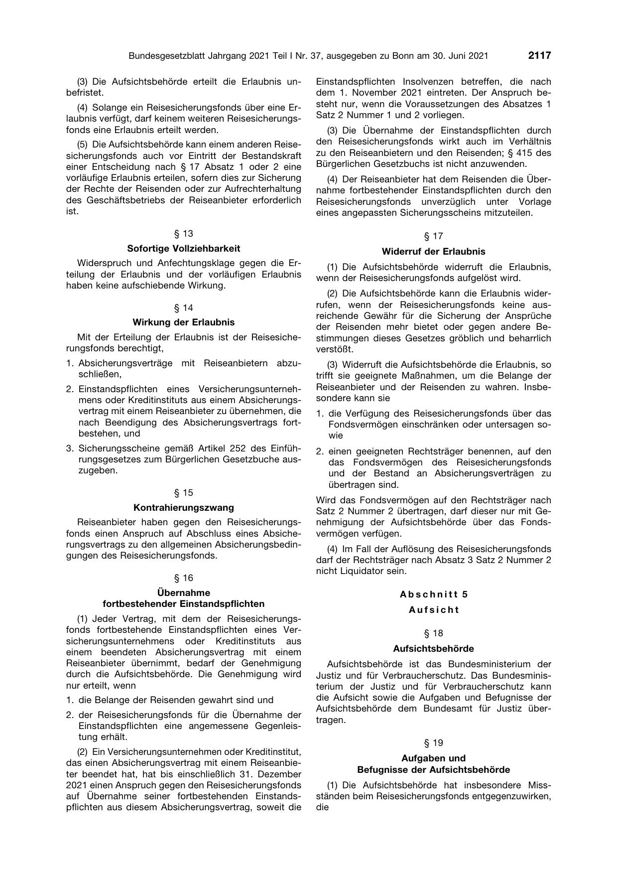 BGBl. 2021, Seite 2117 — Originalseite als Abbildung