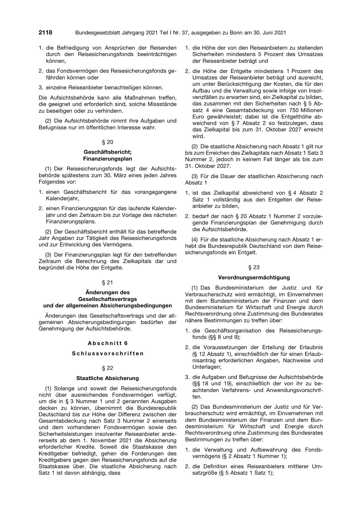 BGBl. 2021, Seite 2118 — Originalseite als Abbildung
