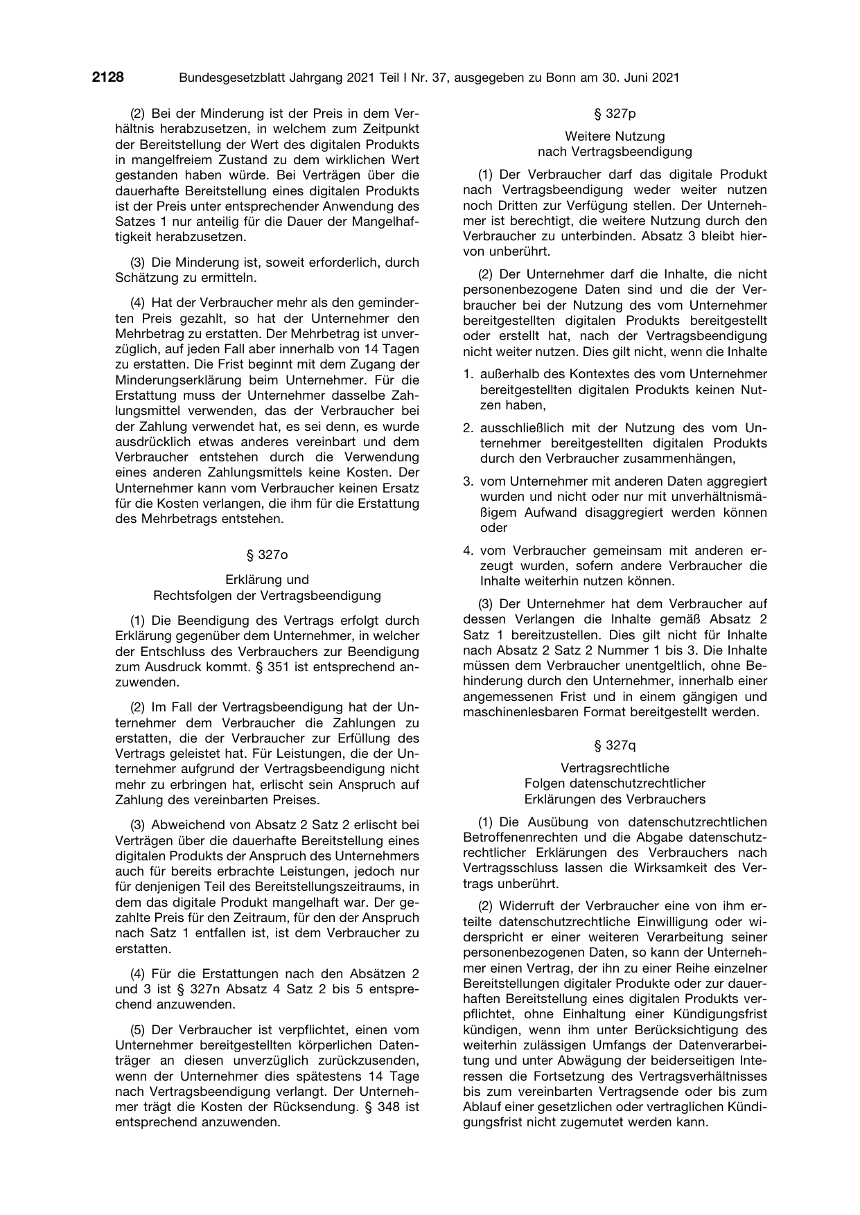 BGBl. 2021, Seite 2128 — Originalseite als Abbildung