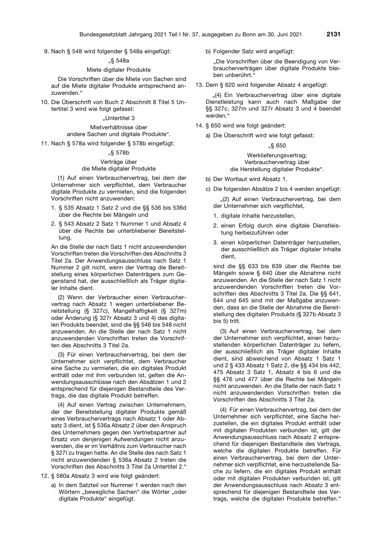 BGBl. 2021, Seite 2131 — Originalseite als Abbildung