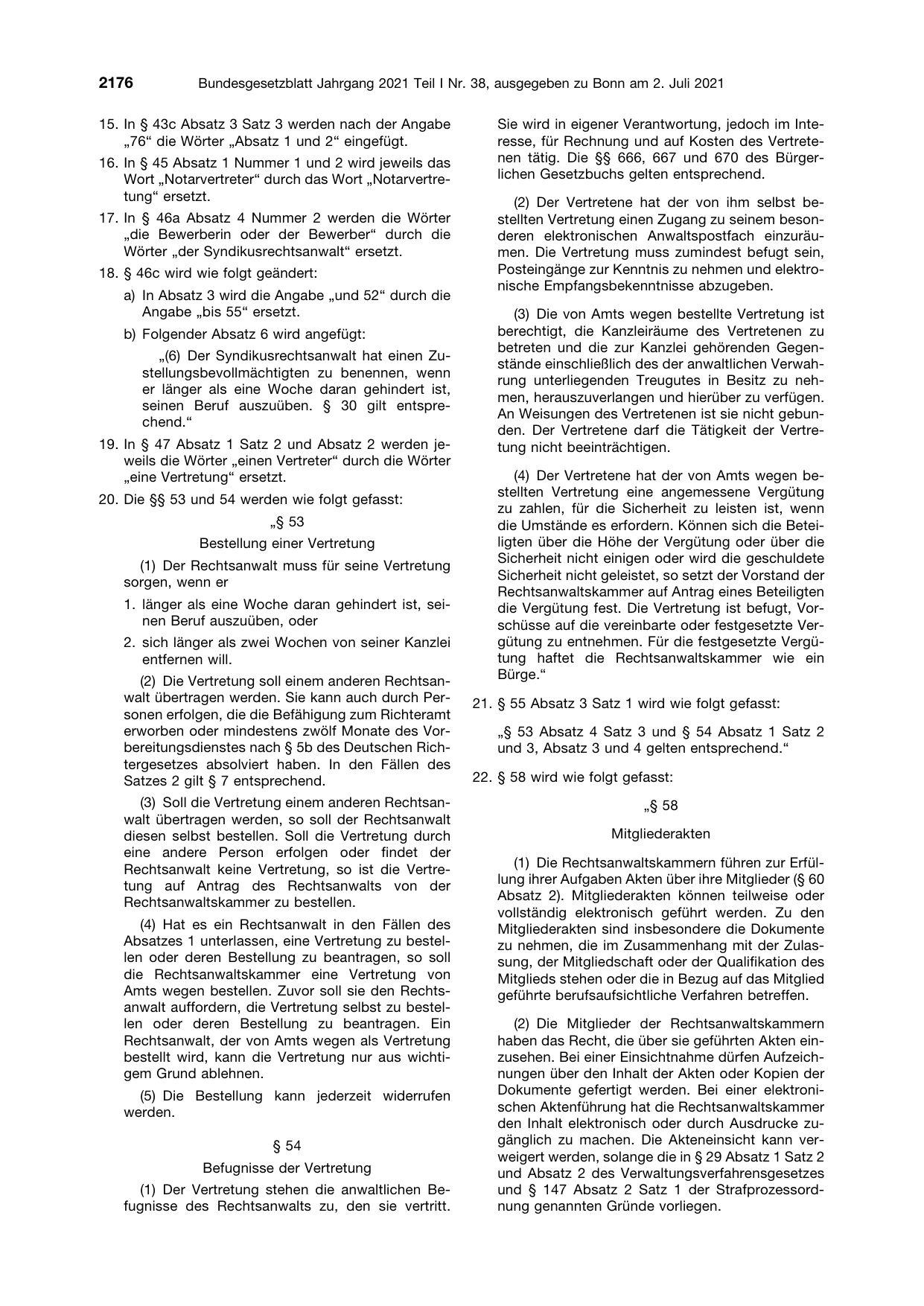 BGBl. 2021, Seite 2176 — Originalseite als Abbildung