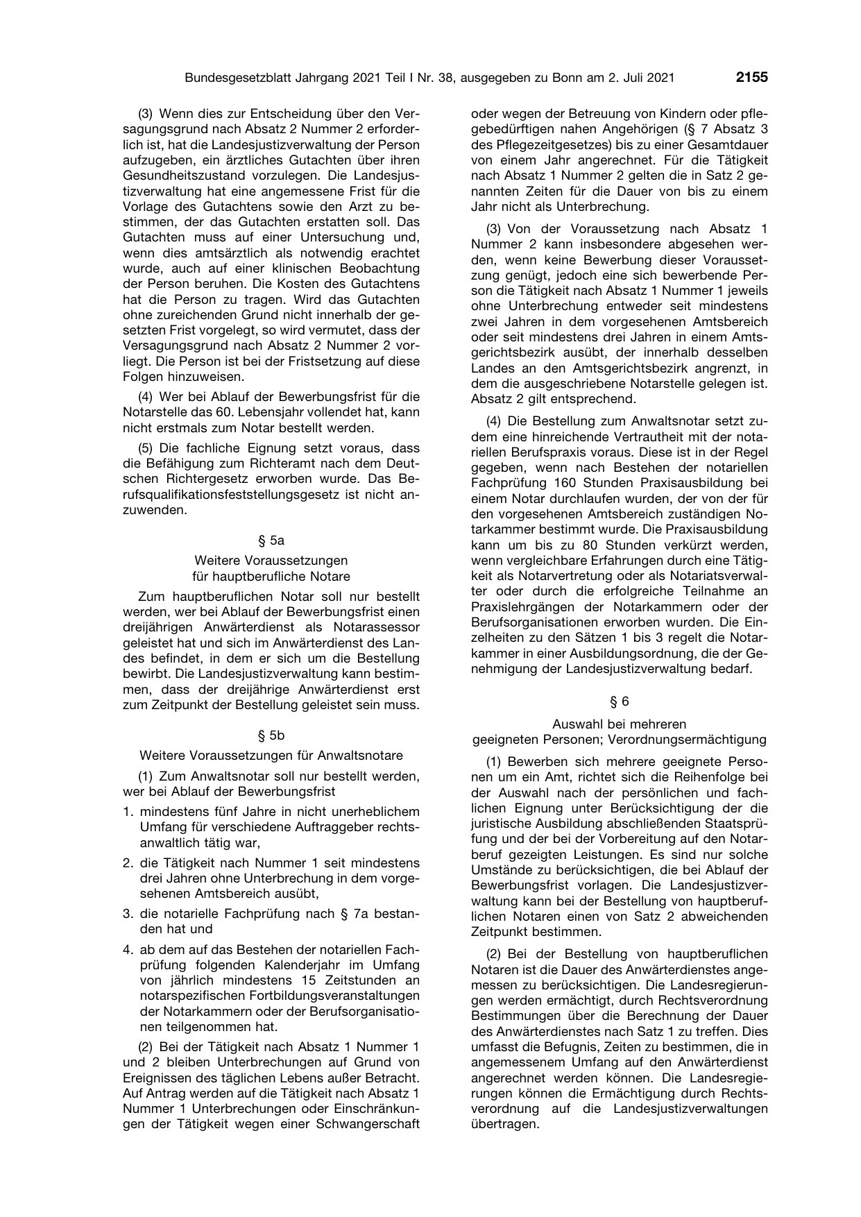 BGBl. 2021, Seite 2155 — Originalseite als Abbildung