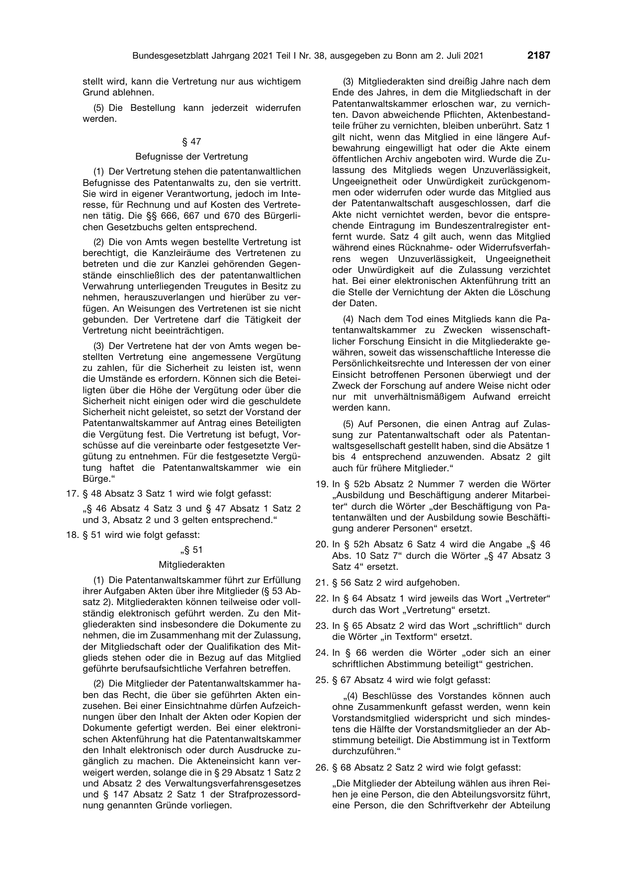 BGBl. 2021, Seite 2187 — Originalseite als Abbildung