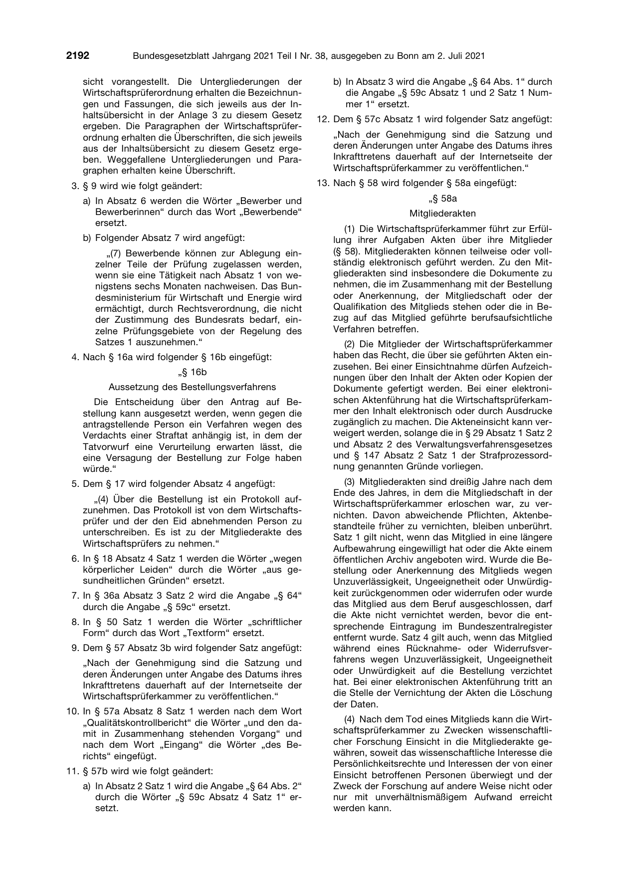 BGBl. 2021, Seite 2192 — Originalseite als Abbildung