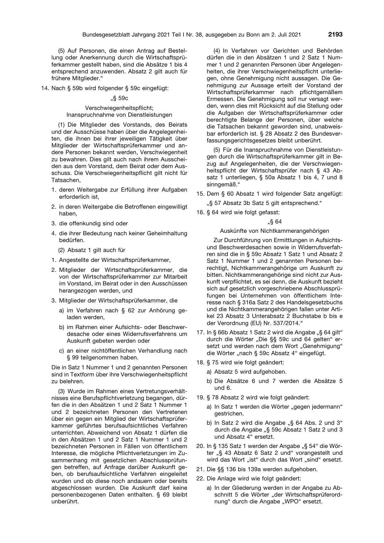 BGBl. 2021, Seite 2193 — Originalseite als Abbildung