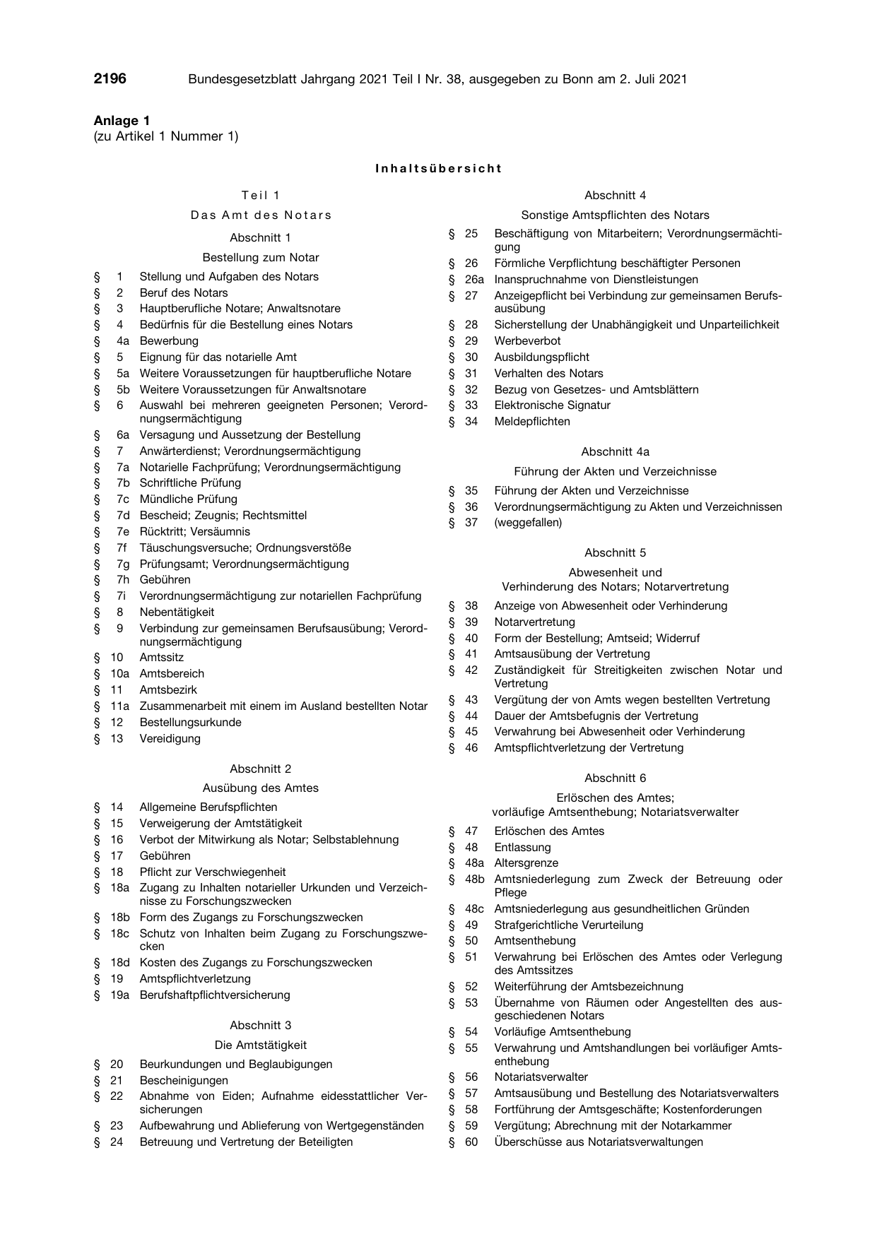 BGBl. 2021, Seite 2196 — Originalseite als Abbildung