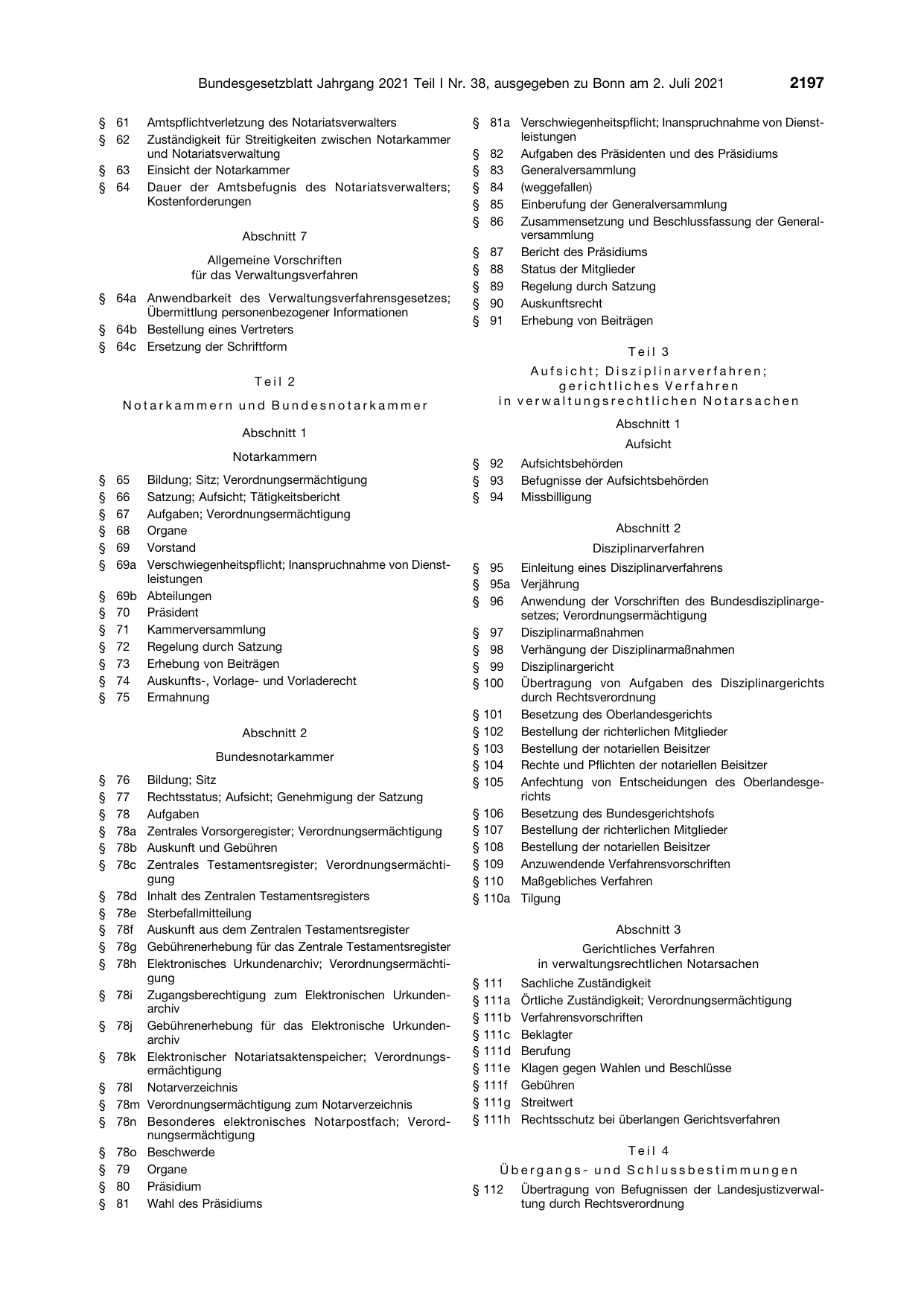 BGBl. 2021, Seite 2197 — Originalseite als Abbildung
