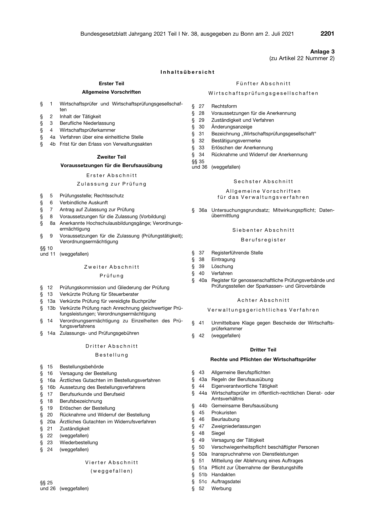 BGBl. 2021, Seite 2201 — Originalseite als Abbildung