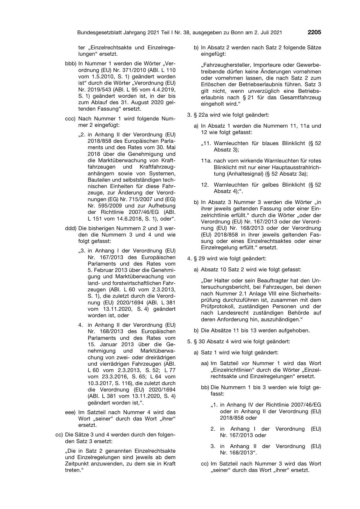 BGBl. 2021, Seite 2205 — Originalseite als Abbildung