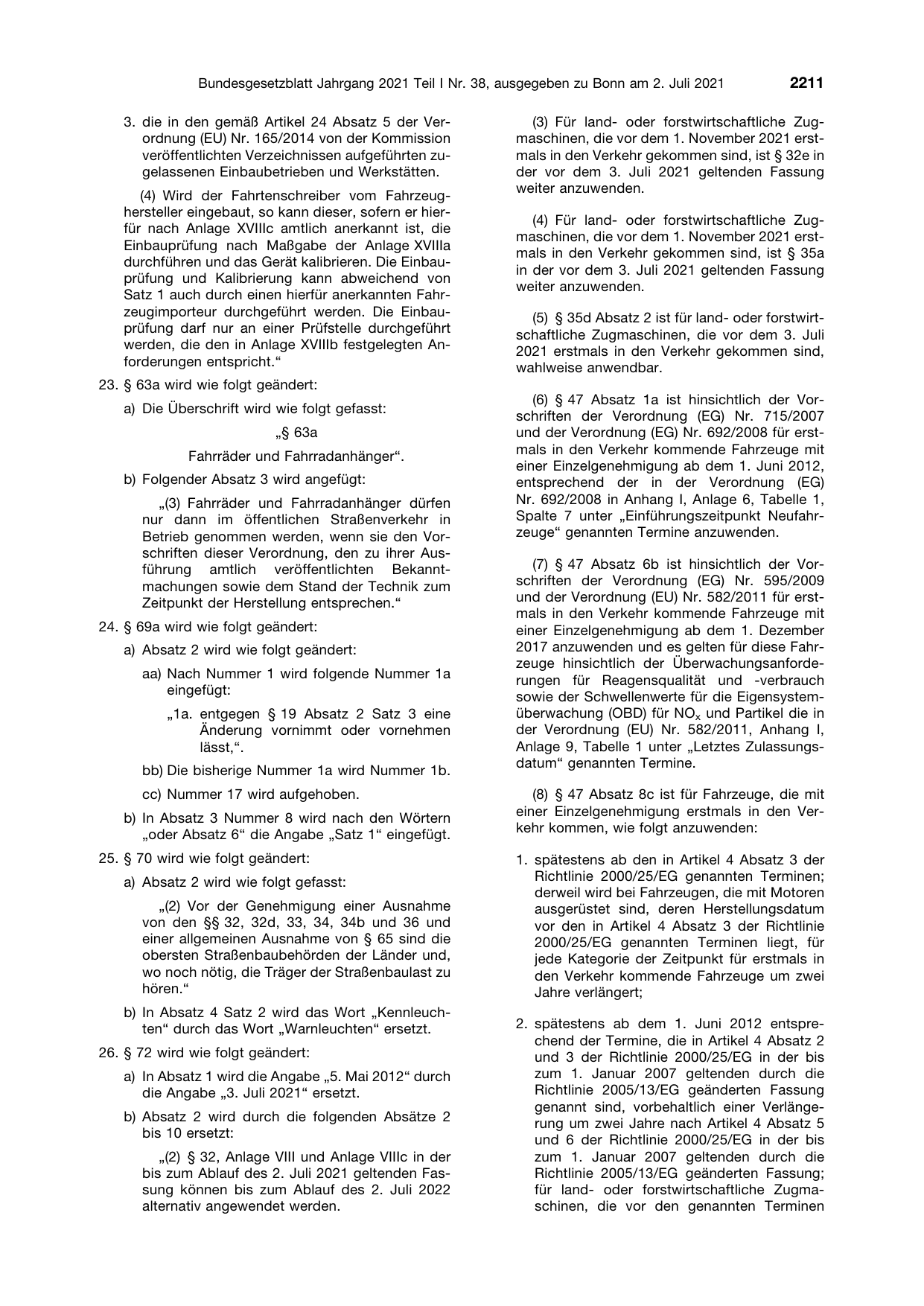 BGBl. 2021, Seite 2211 — Originalseite als Abbildung