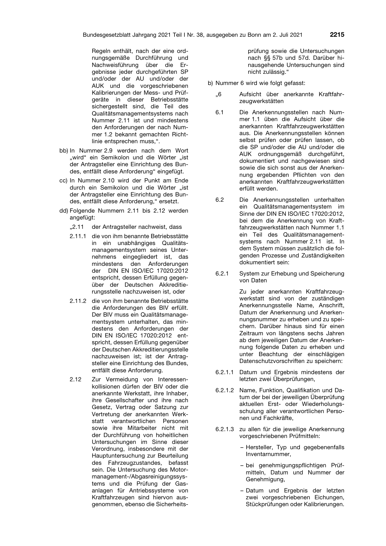 BGBl. 2021, Seite 2215 — Originalseite als Abbildung
