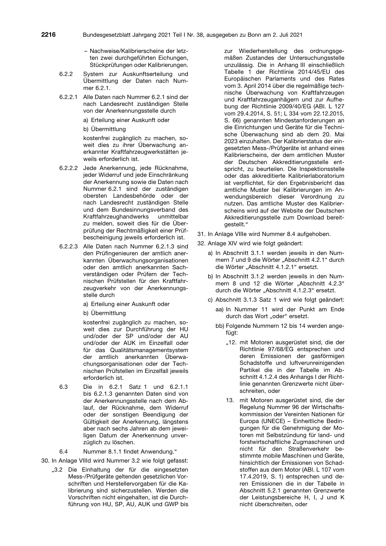 BGBl. 2021, Seite 2216 — Originalseite als Abbildung