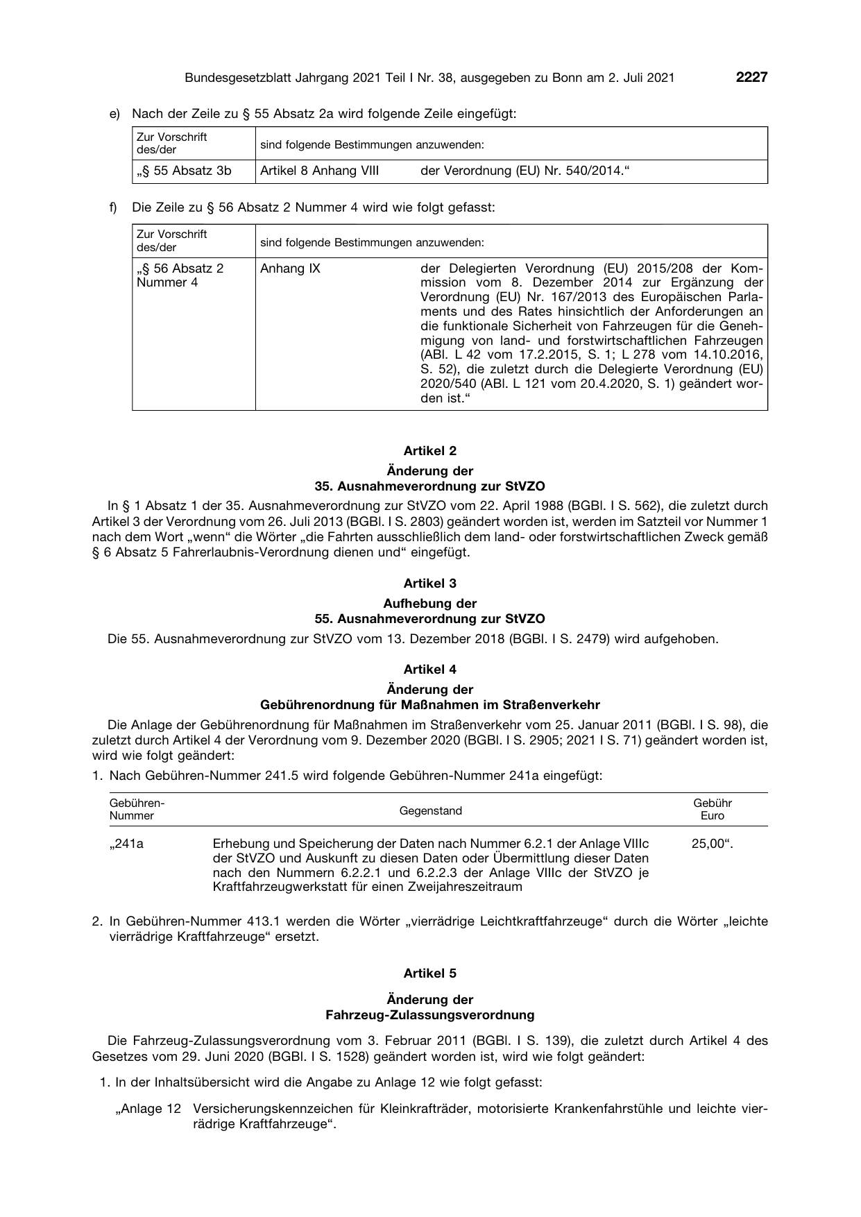 BGBl. 2021, Seite 2227 — Originalseite als Abbildung