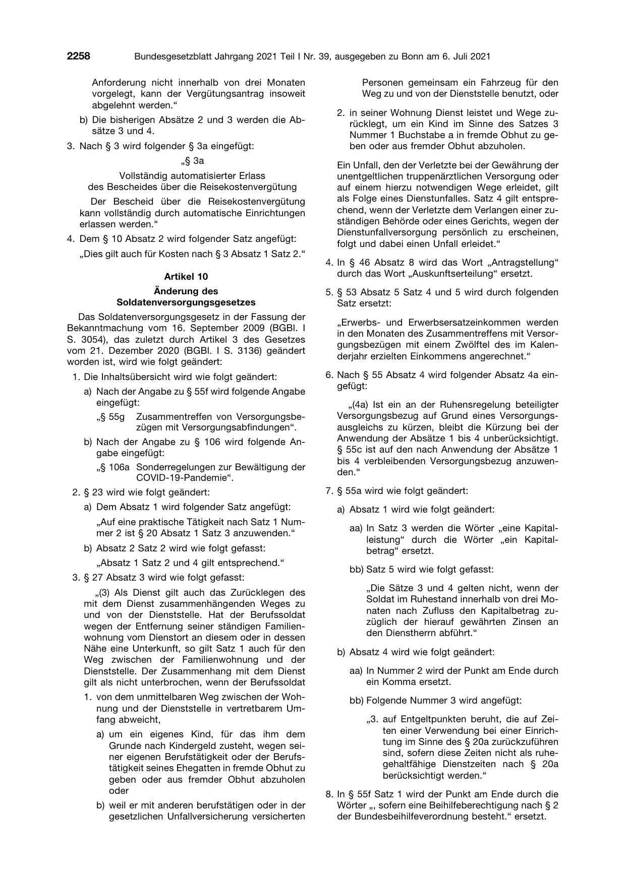 BGBl. 2021, Seite 2258 — Originalseite als Abbildung