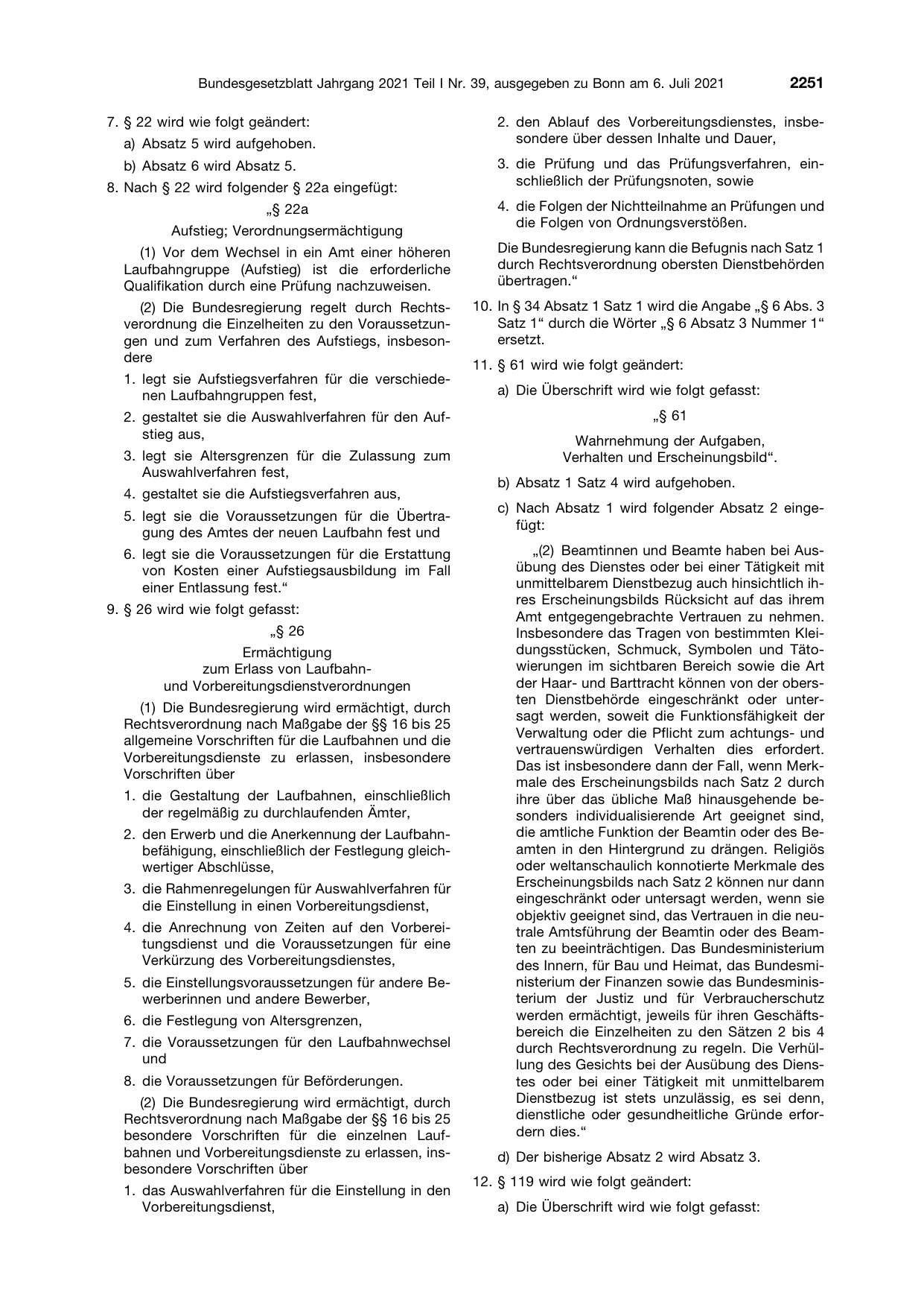 BGBl. 2021, Seite 2251 — Originalseite als Abbildung