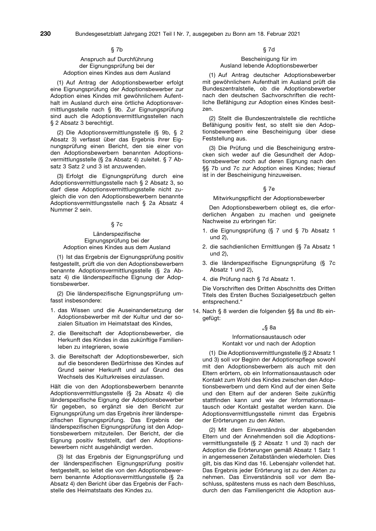 BGBl. 2021, Seite 230 — Originalseite als Abbildung