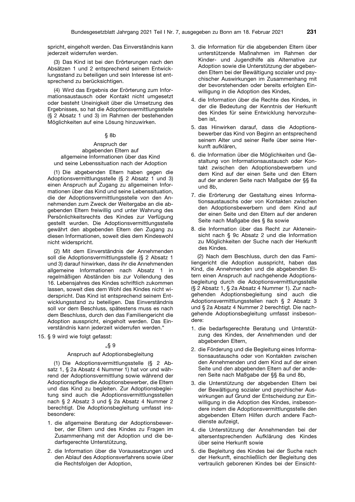 BGBl. 2021, Seite 231 — Originalseite als Abbildung
