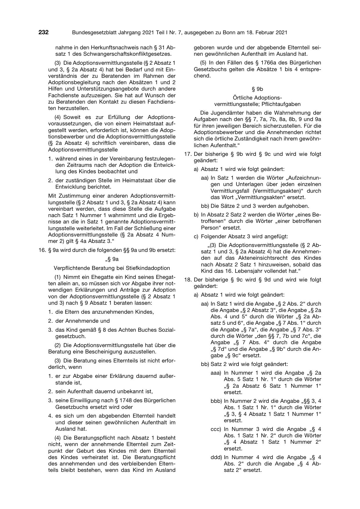 BGBl. 2021, Seite 232 — Originalseite als Abbildung
