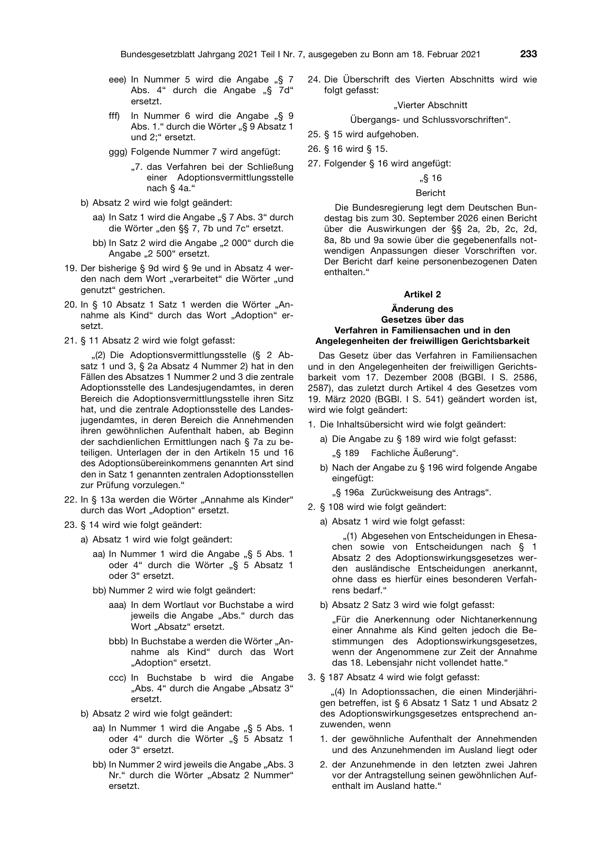BGBl. 2021, Seite 233 — Originalseite als Abbildung