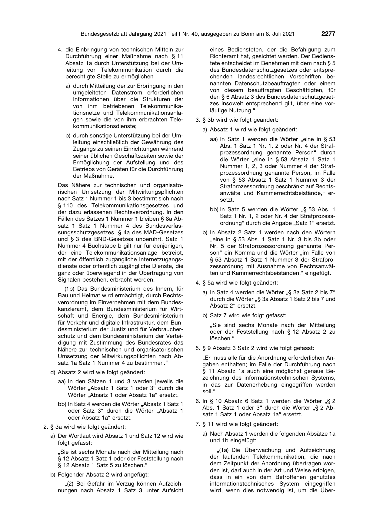 BGBl. 2021, Seite 2277 — Originalseite als Abbildung