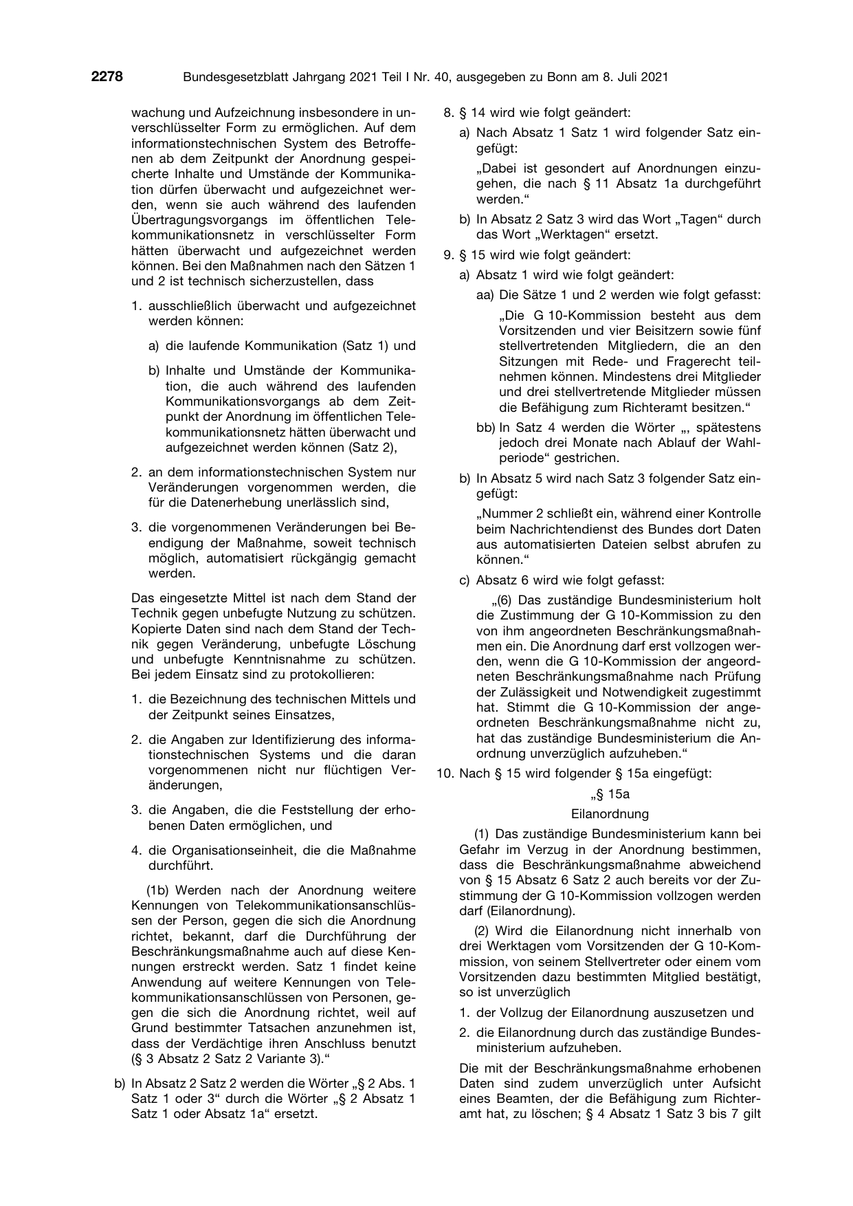 BGBl. 2021, Seite 2278 — Originalseite als Abbildung