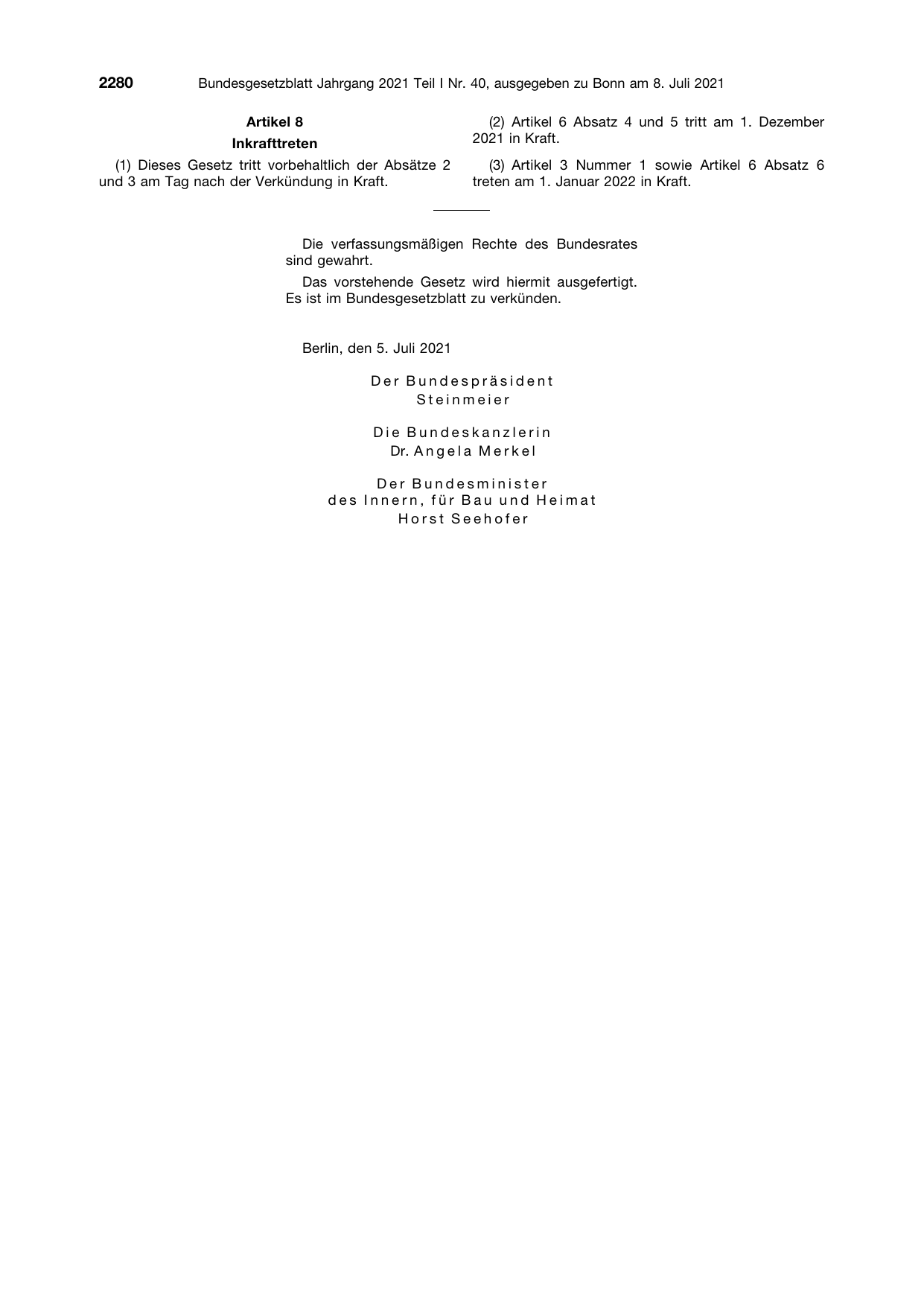 BGBl. 2021, Seite 2280 — Originalseite als Abbildung