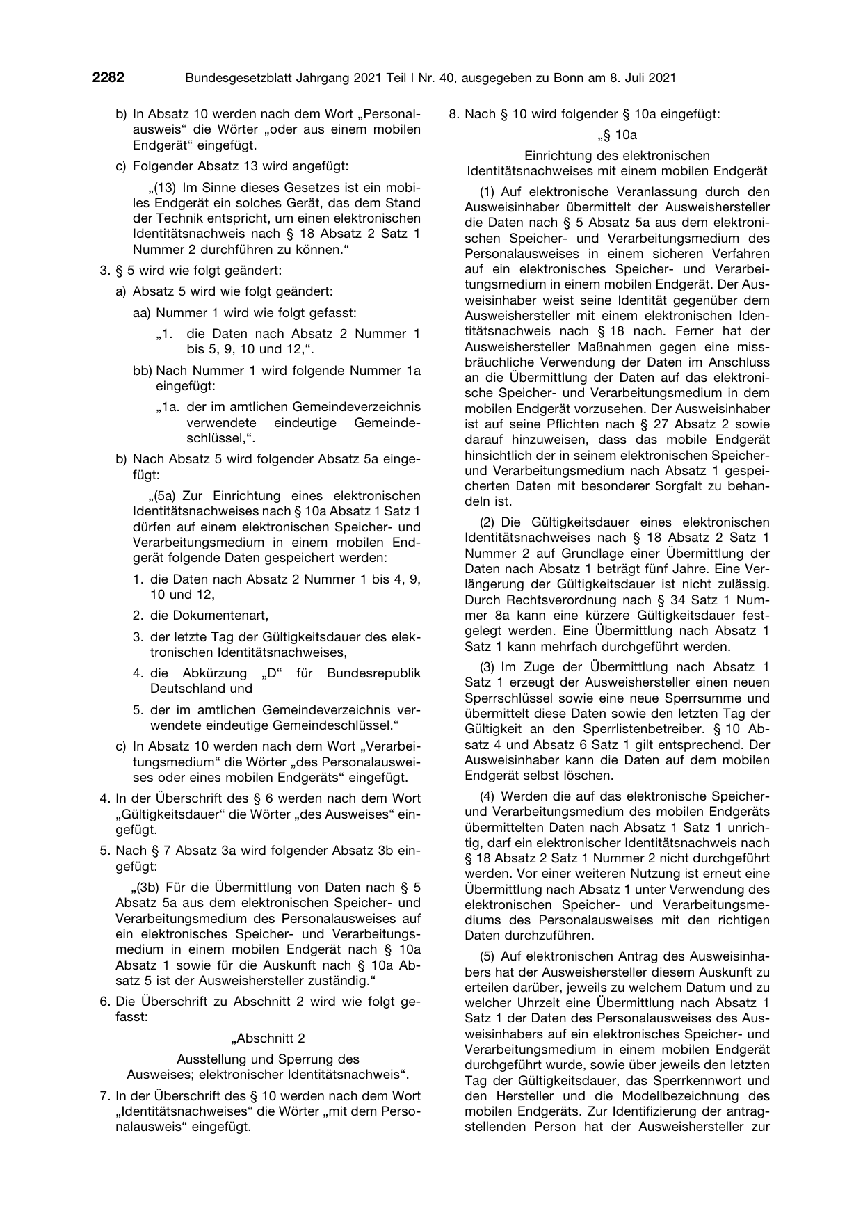 BGBl. 2021, Seite 2282 — Originalseite als Abbildung