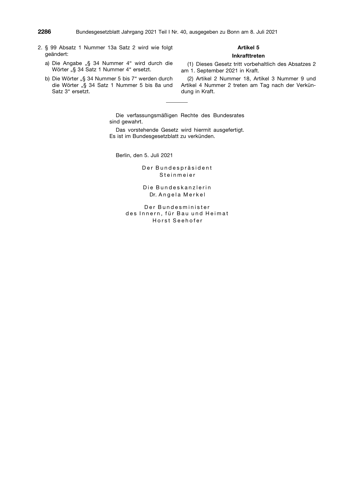 BGBl. 2021, Seite 2286 — Originalseite als Abbildung