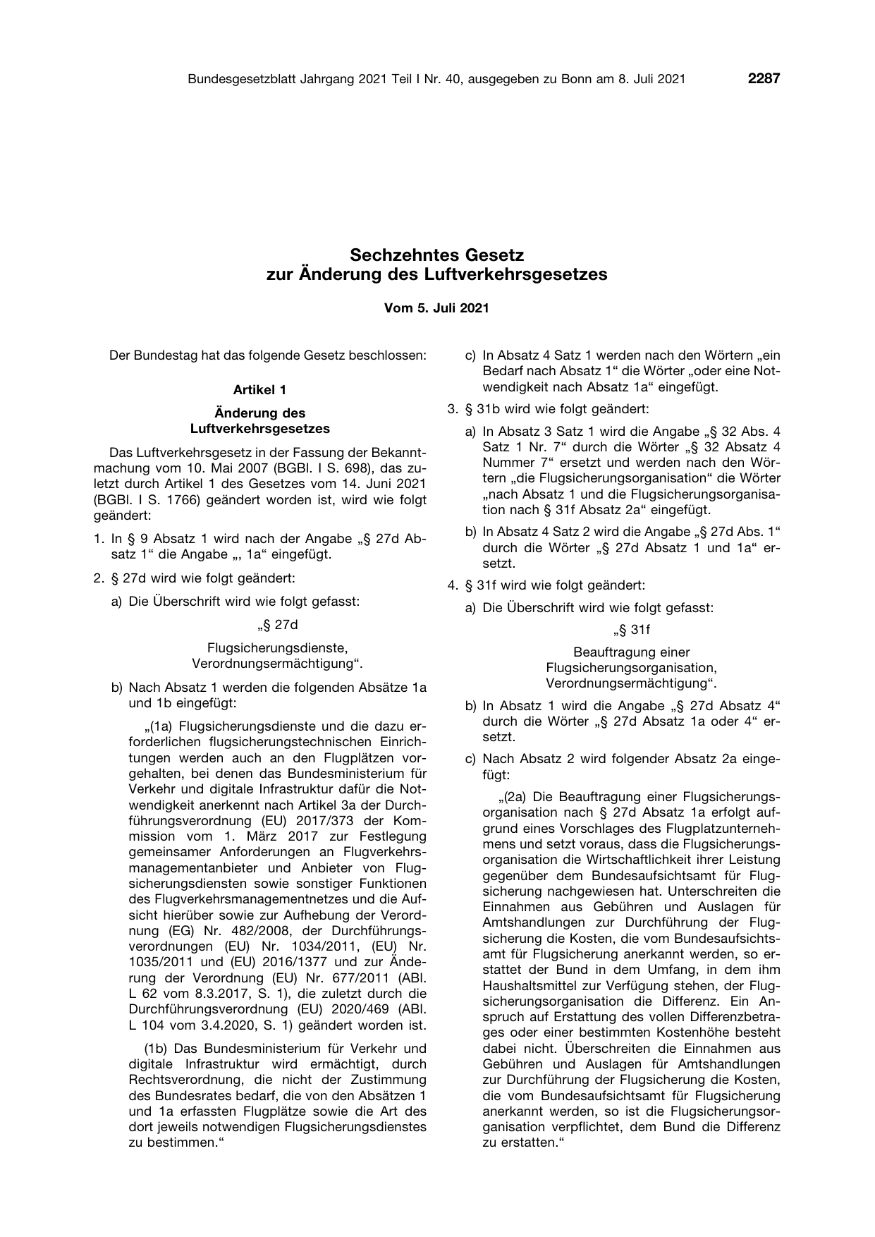 BGBl. 2021, Seite 2287 — Originalseite als Abbildung