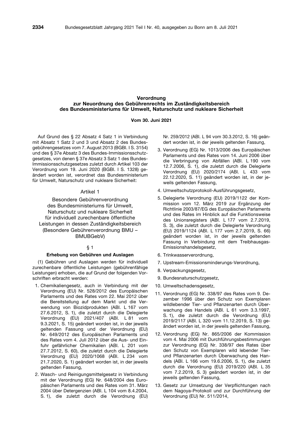 BGBl. 2021, Seite 2334 — Originalseite als Abbildung