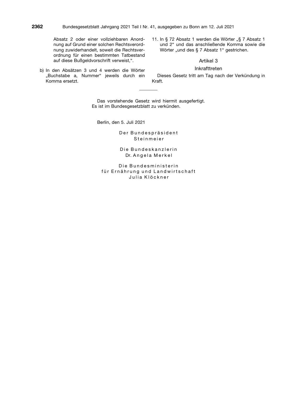 BGBl. 2021, Seite 2362 — Originalseite als Abbildung
