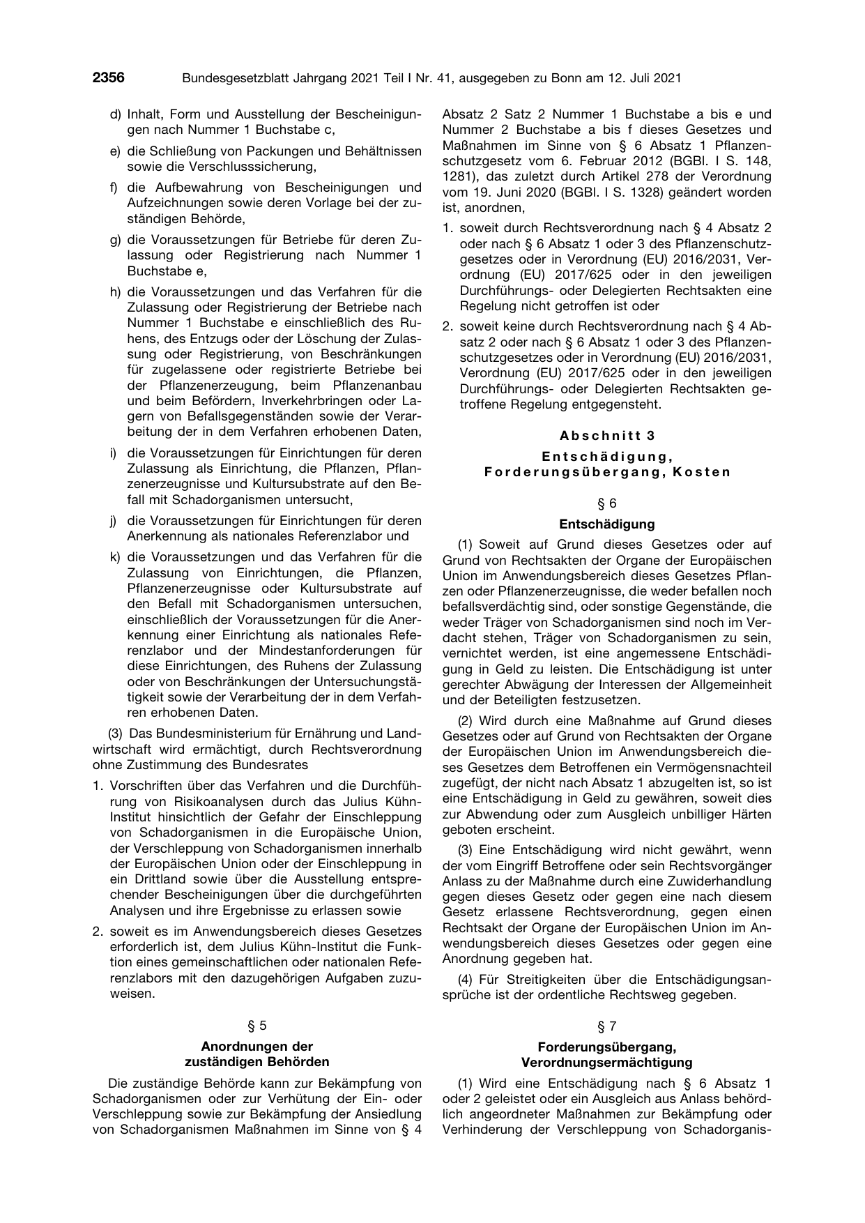 BGBl. 2021, Seite 2356 — Originalseite als Abbildung