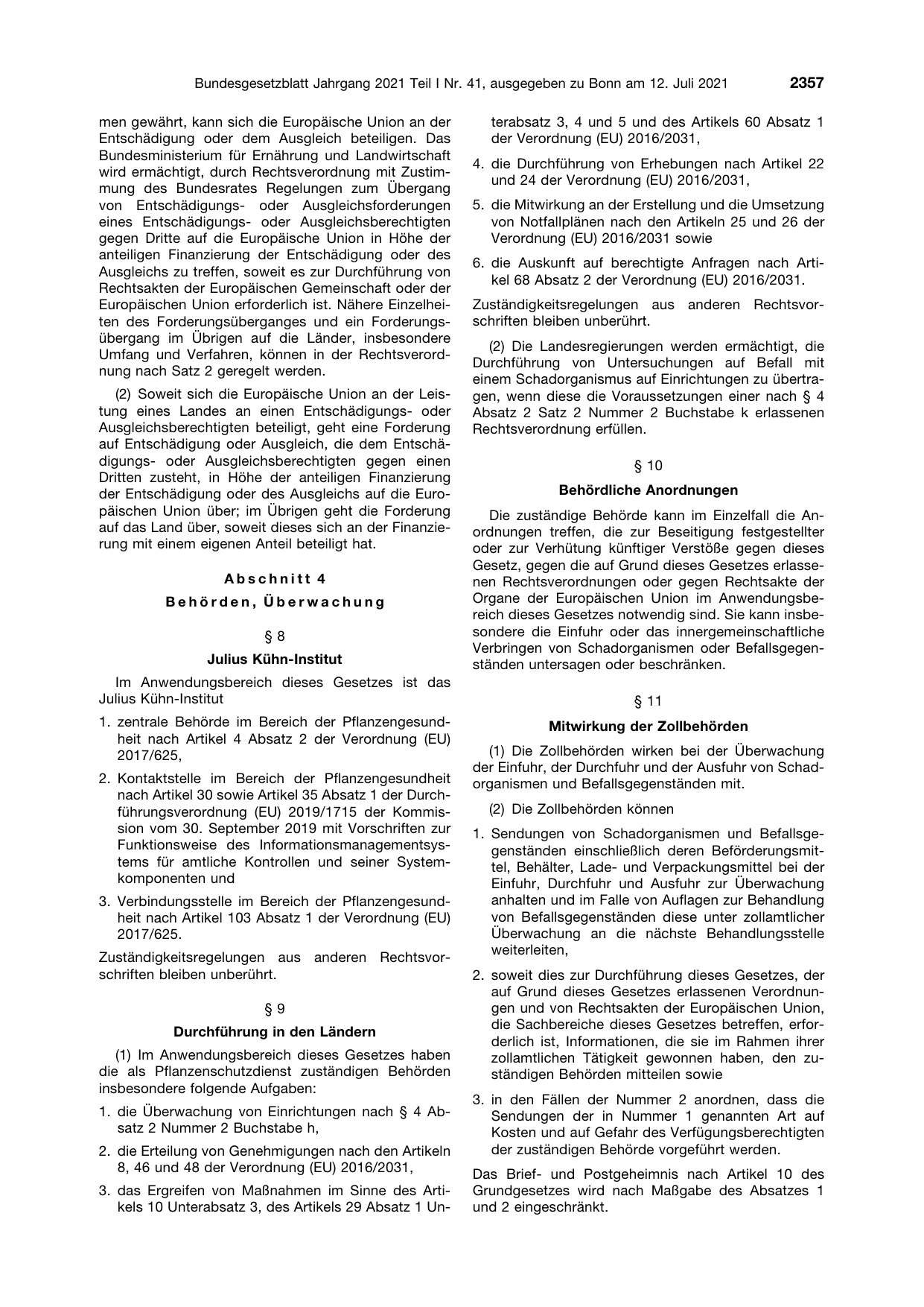 BGBl. 2021, Seite 2357 — Originalseite als Abbildung